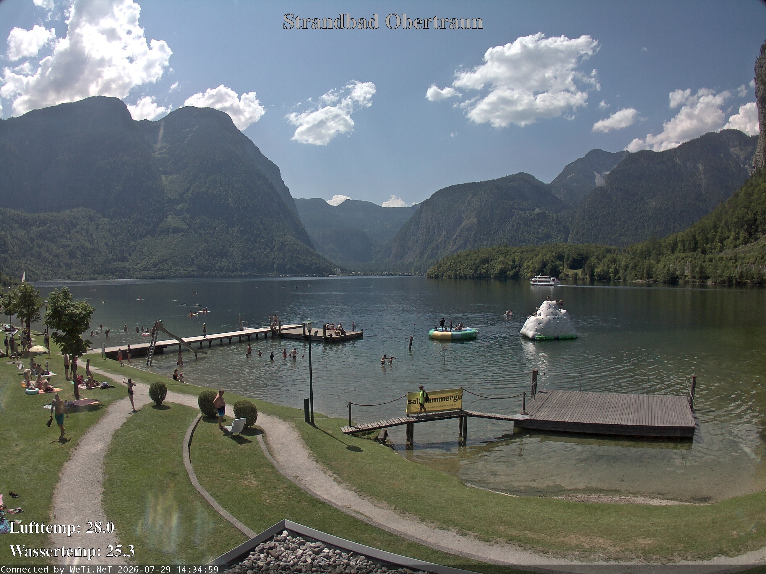 Archiv Foto Webcam Hallstätter See: Strandbad Obertraun