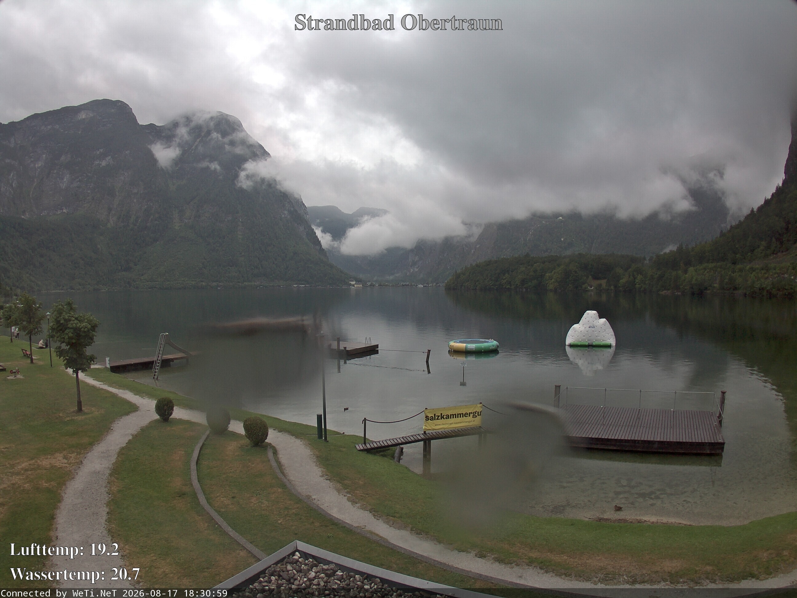 Archiv Foto Webcam Hallstätter See: Strandbad Obertraun