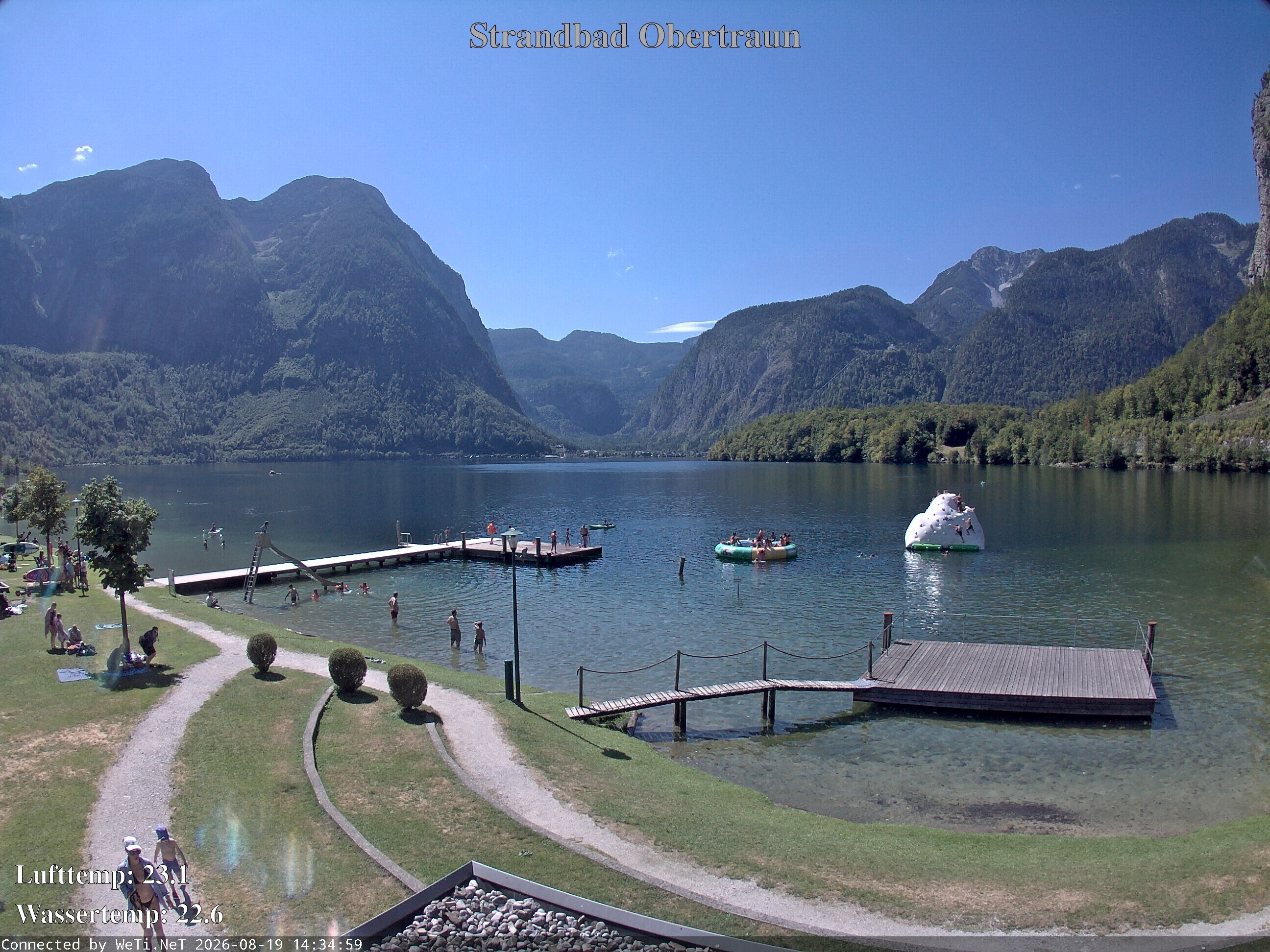 Archiv Foto Webcam Hallstätter See: Strandbad Obertraun