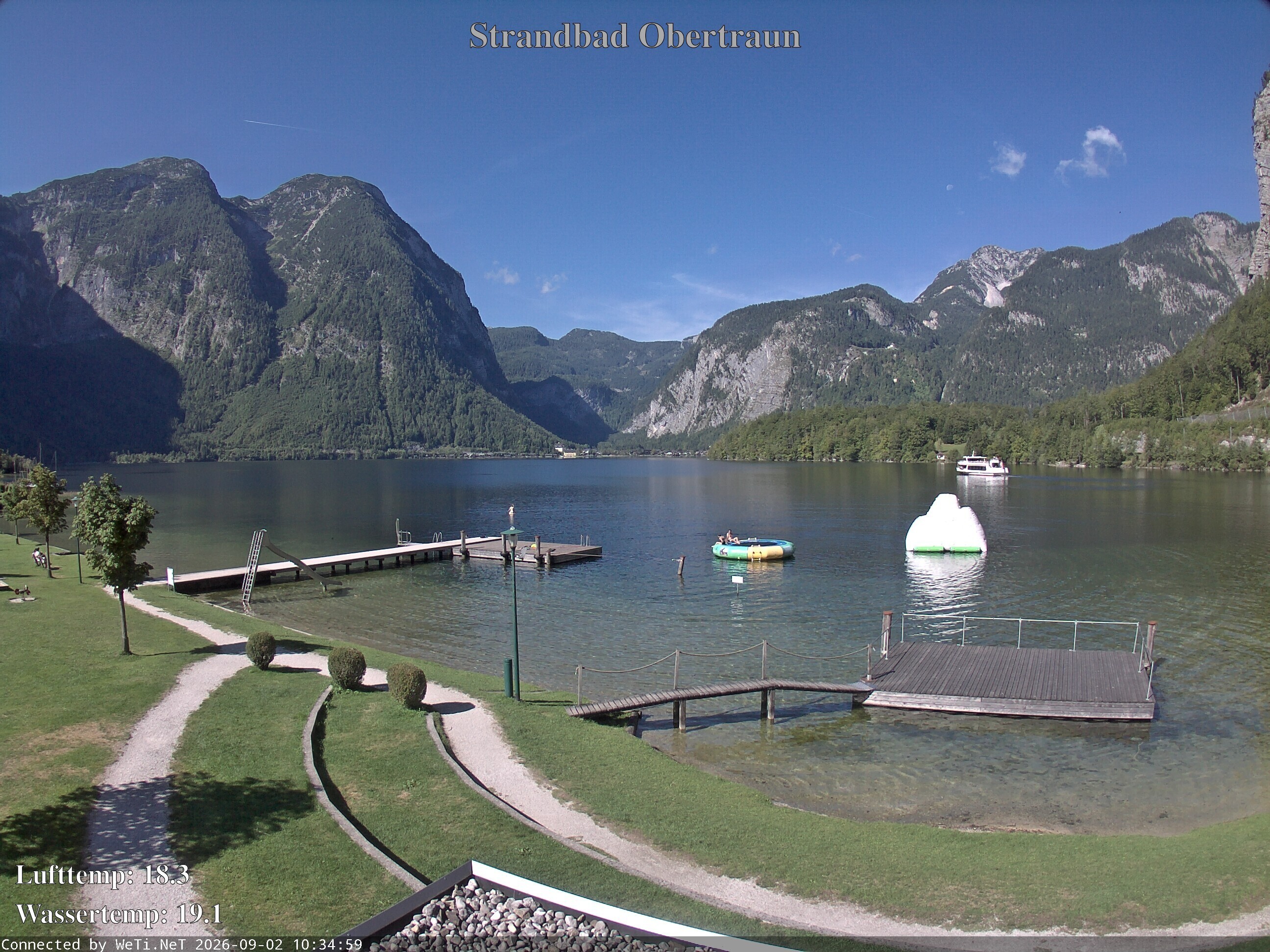 Archiv Foto Webcam Hallstätter See: Strandbad Obertraun