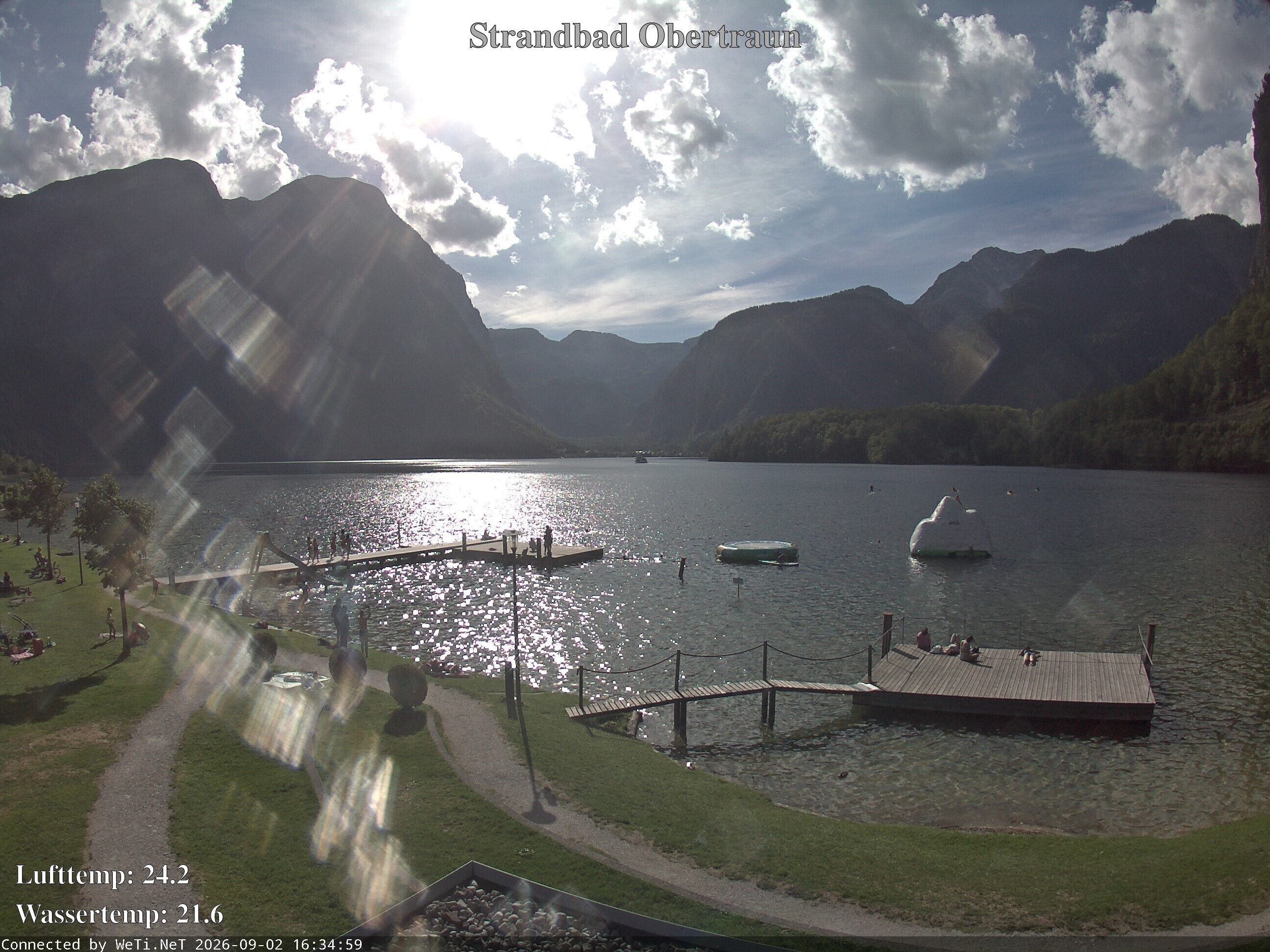 Archiv Foto Webcam Hallstätter See: Strandbad Obertraun