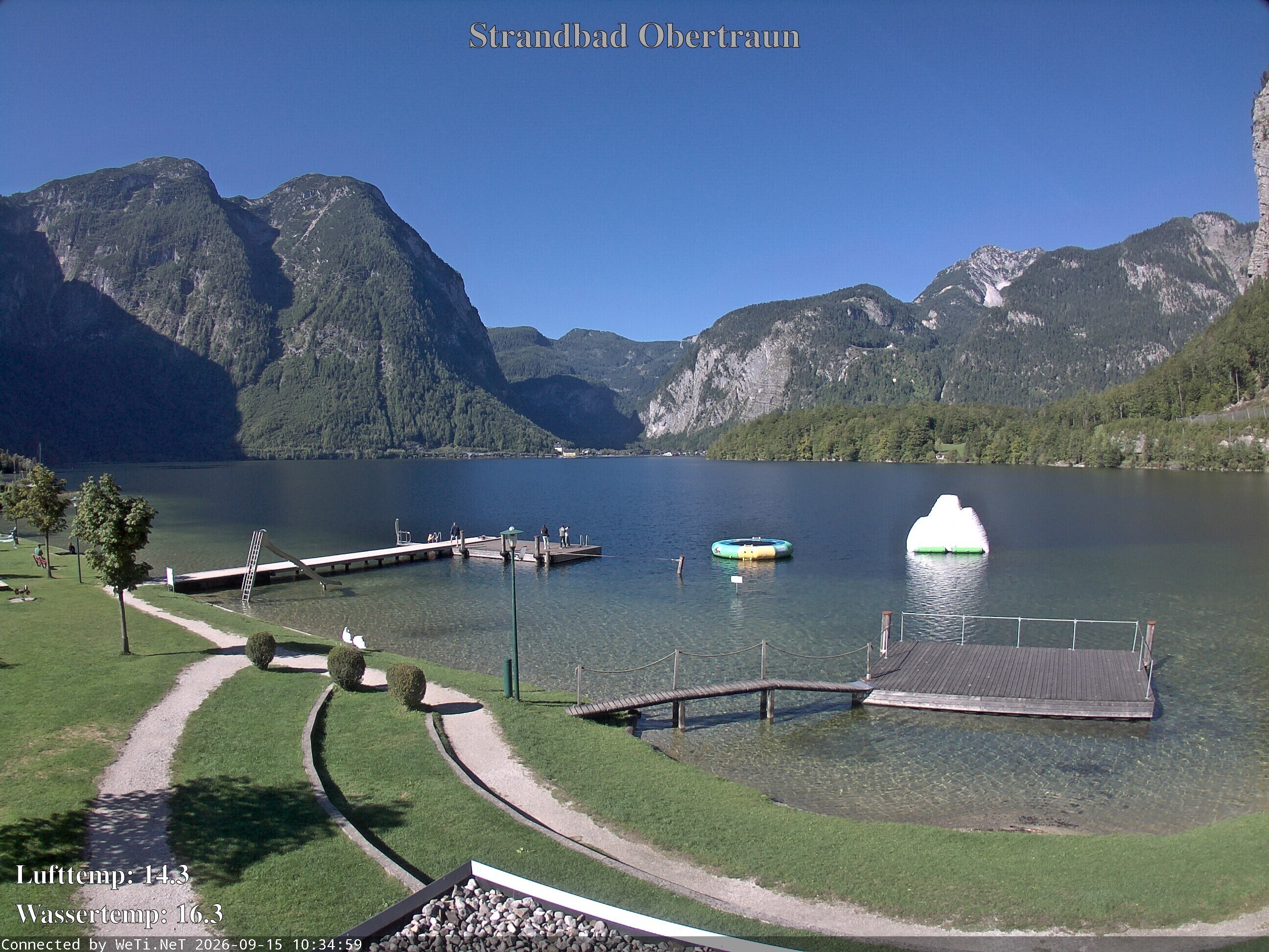 Archiv Foto Webcam Hallstätter See: Strandbad Obertraun