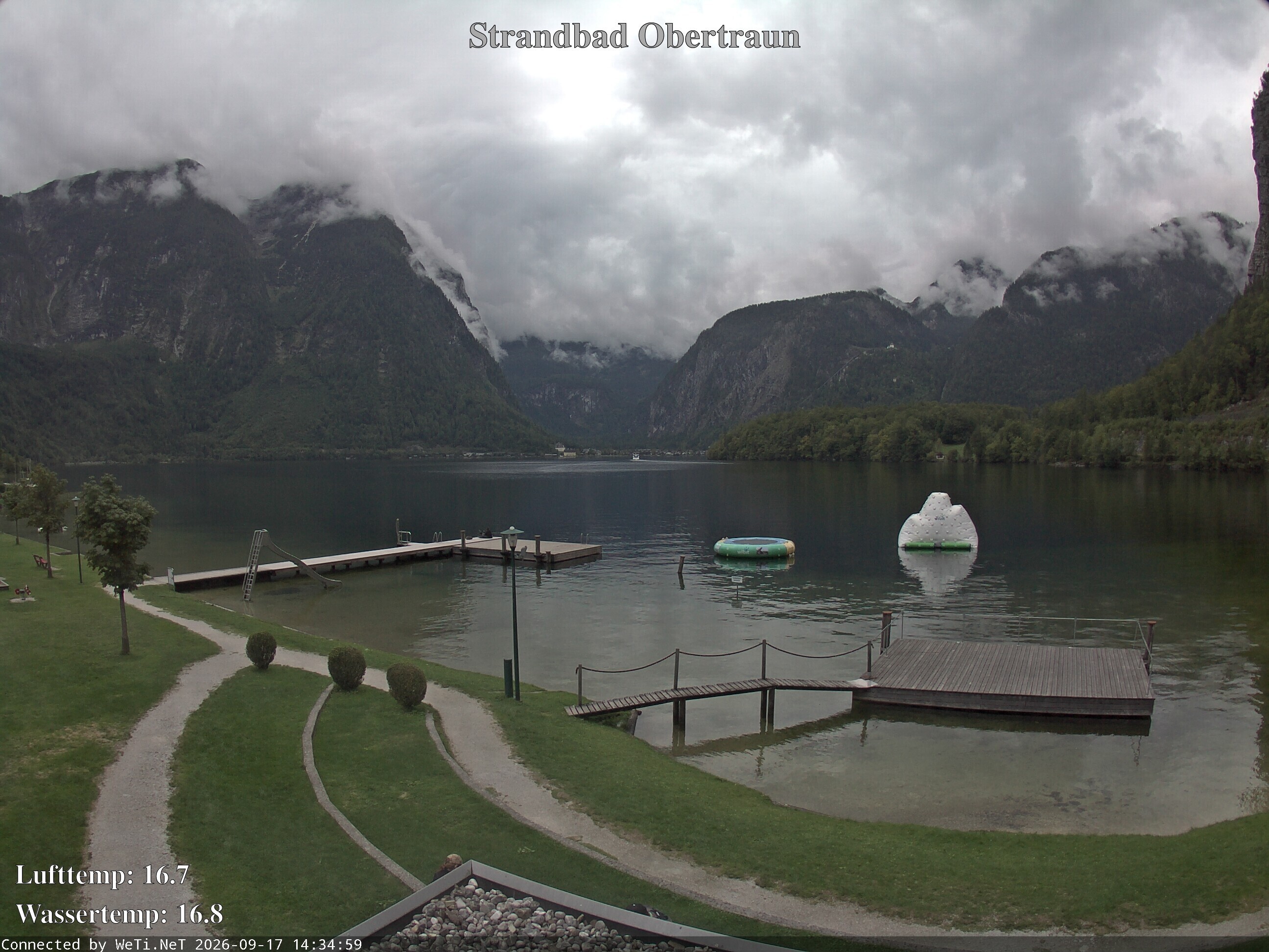 Archiv Foto Webcam Hallstätter See: Strandbad Obertraun