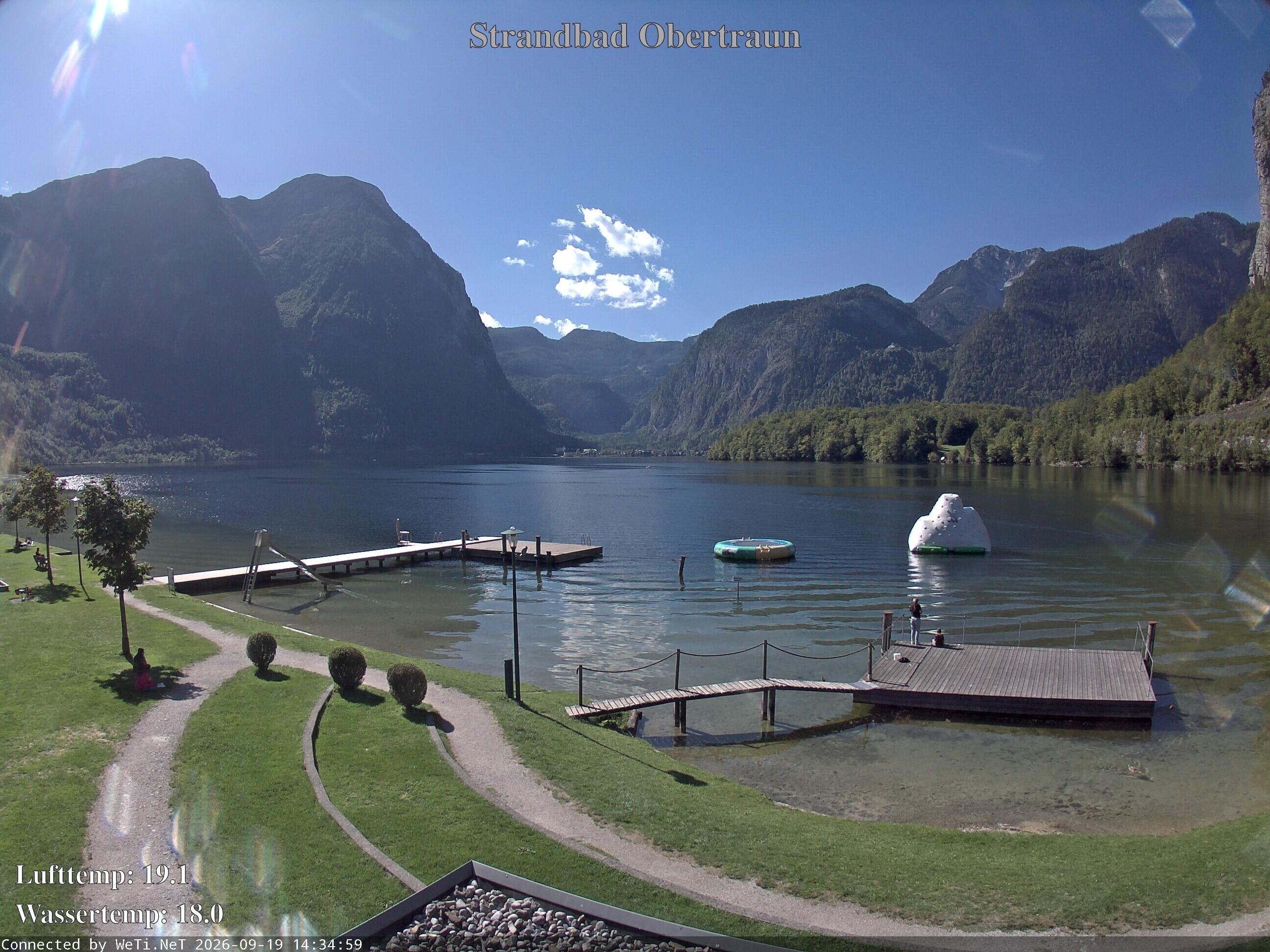 Archiv Foto Webcam Hallstätter See: Strandbad Obertraun