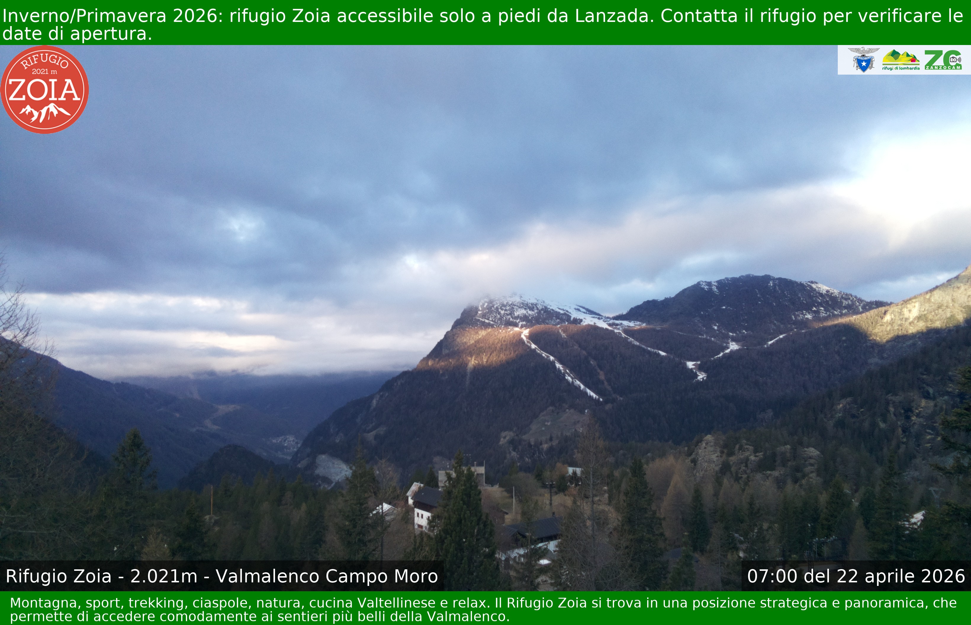 Archived image Webcam Valmalenco Chiesa: Mountain Hut Zoia