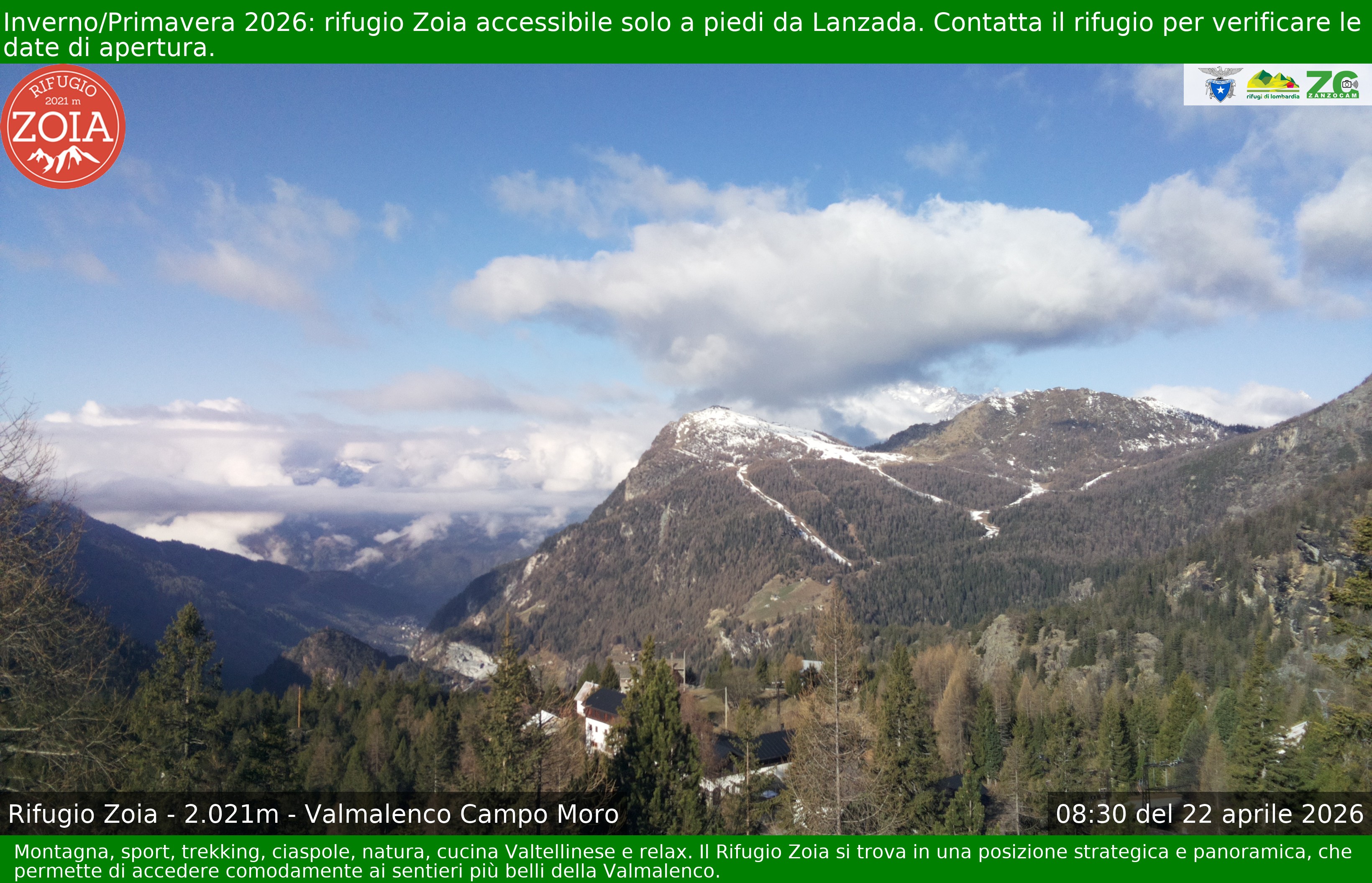 Archived image Webcam Valmalenco Chiesa: Mountain Hut Zoia