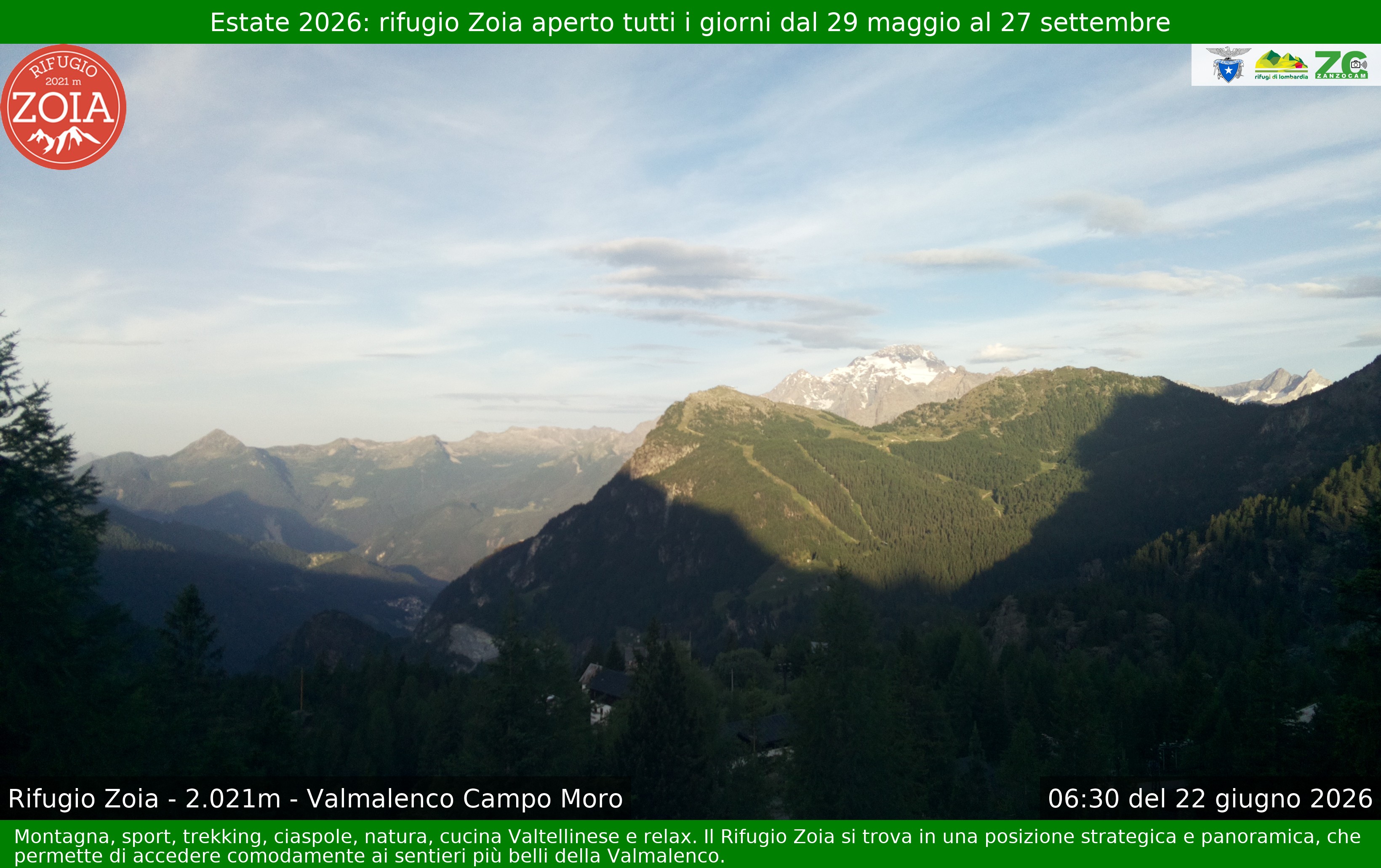 Archived image Webcam Valmalenco Chiesa: Mountain Hut Zoia