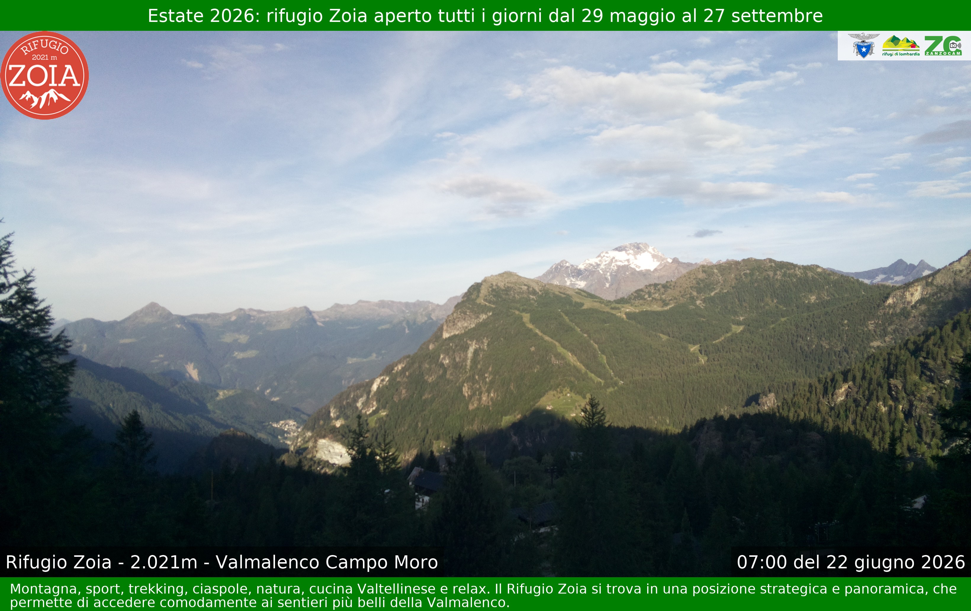 Archived image Webcam Valmalenco Chiesa: Mountain Hut Zoia