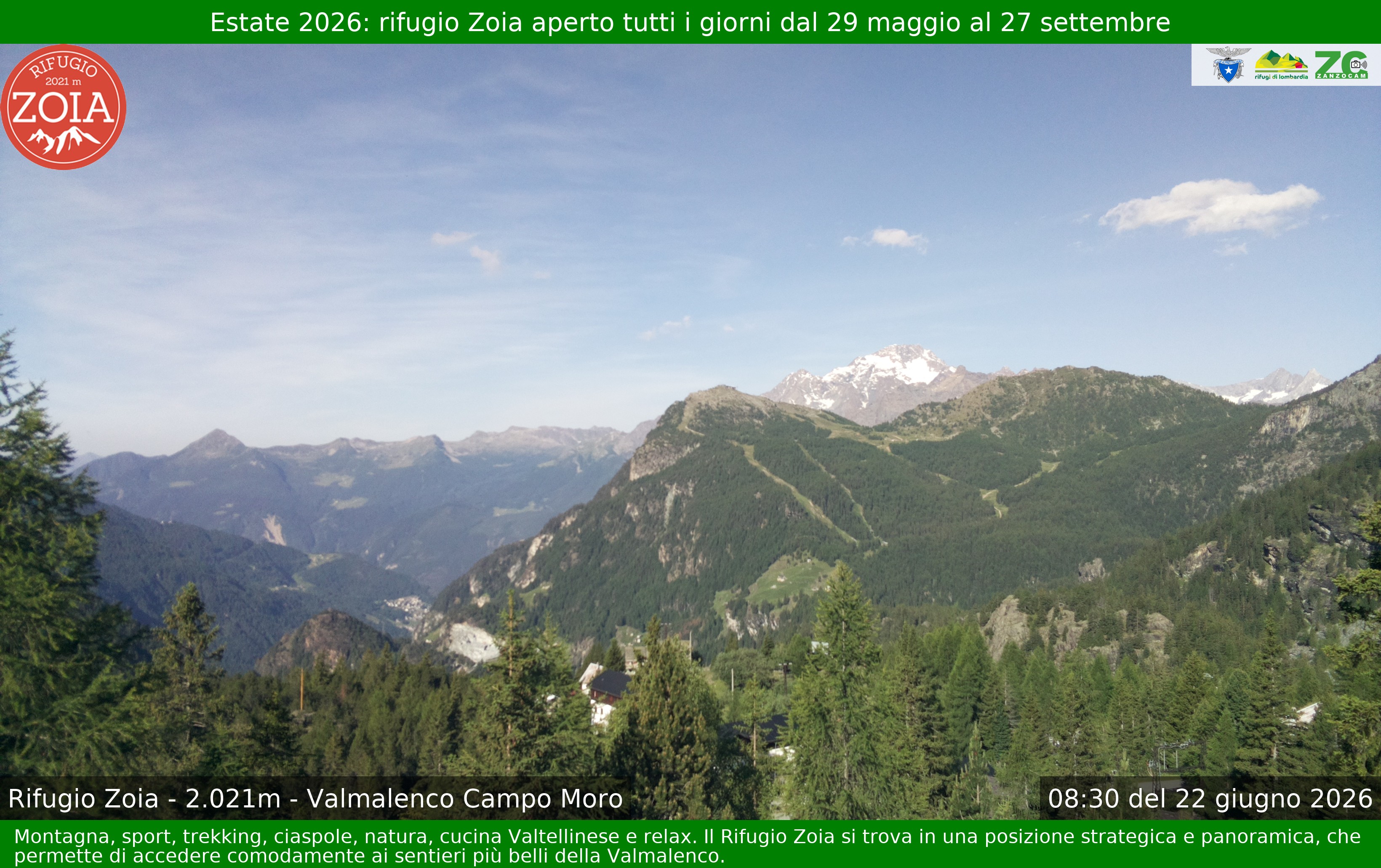 Archived image Webcam Valmalenco Chiesa: Mountain Hut Zoia