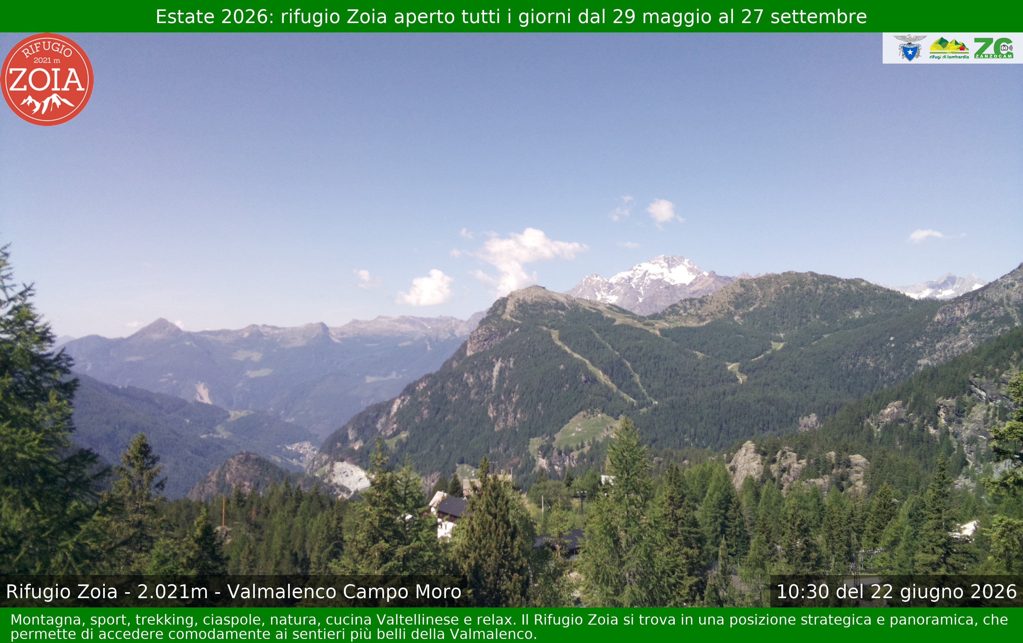 Archived image Webcam Valmalenco Chiesa: Mountain Hut Zoia