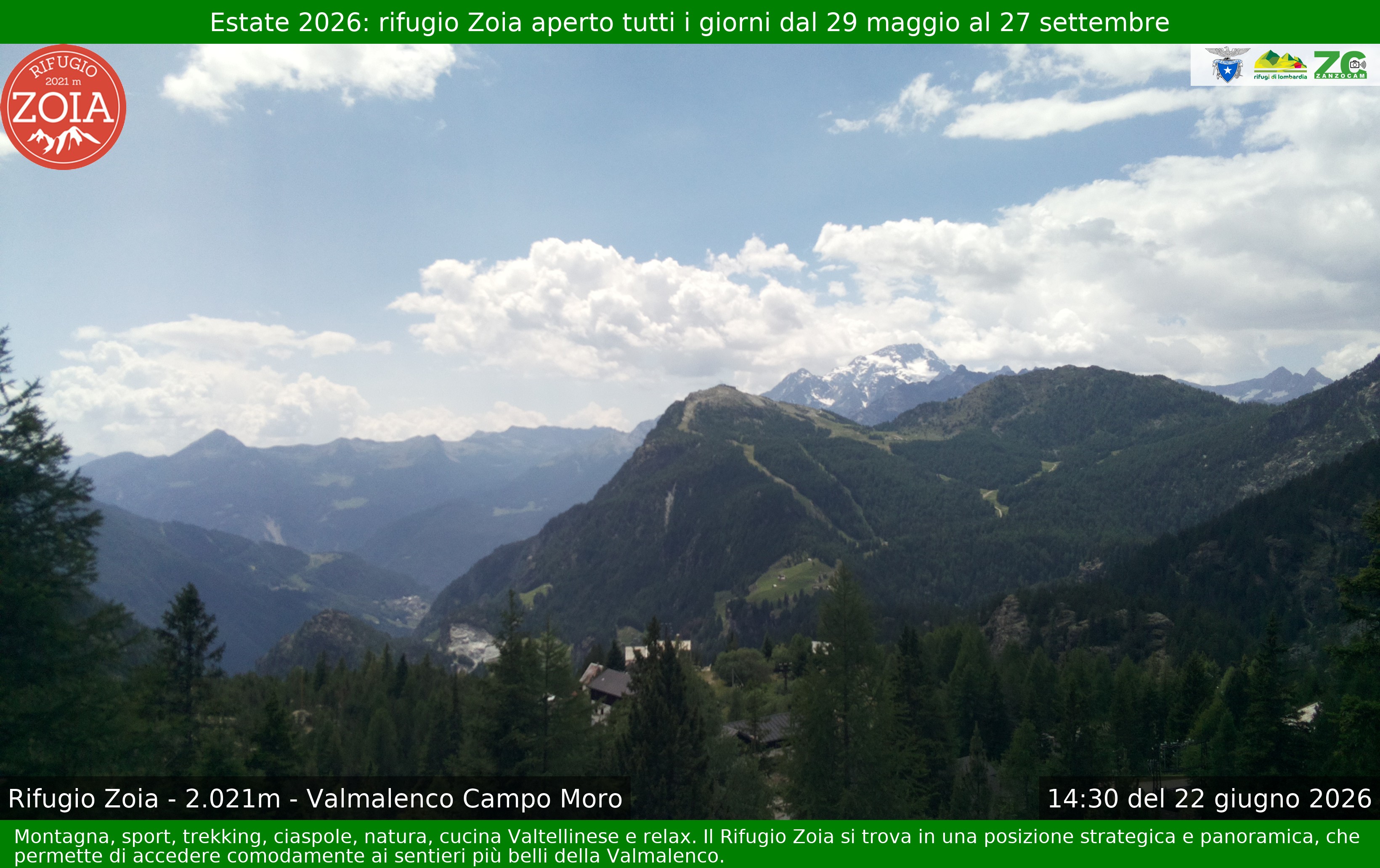 Archived image Webcam Valmalenco Chiesa: Mountain Hut Zoia
