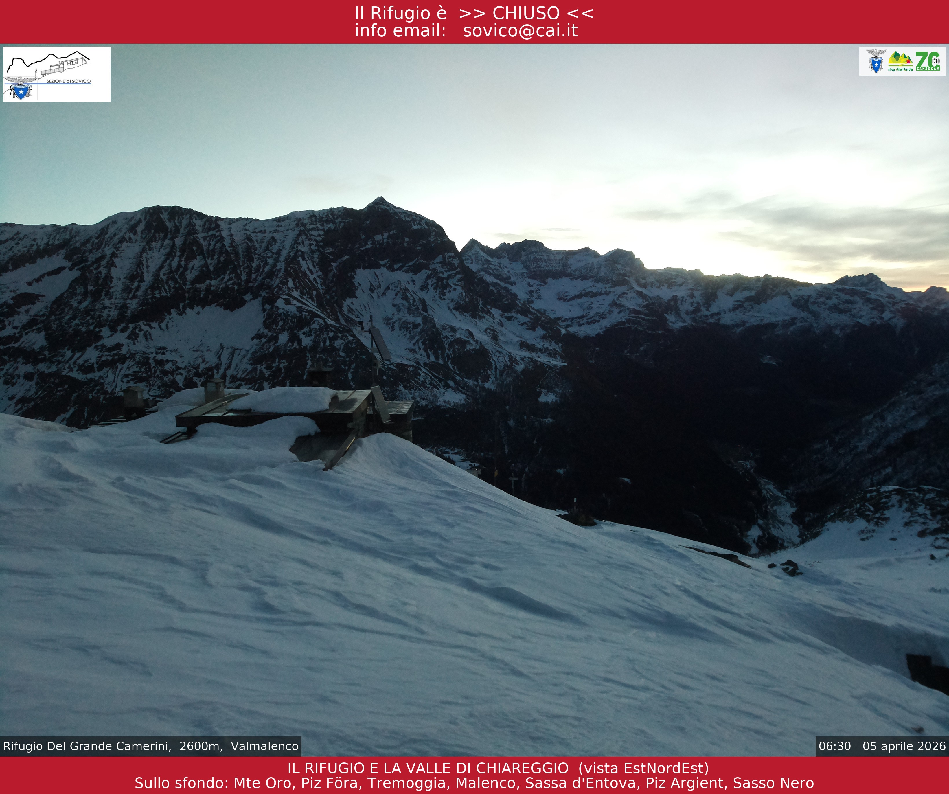 Archiv Foto Webcam Chiesa in Valmalenco - Rifugio del Grande Camerini