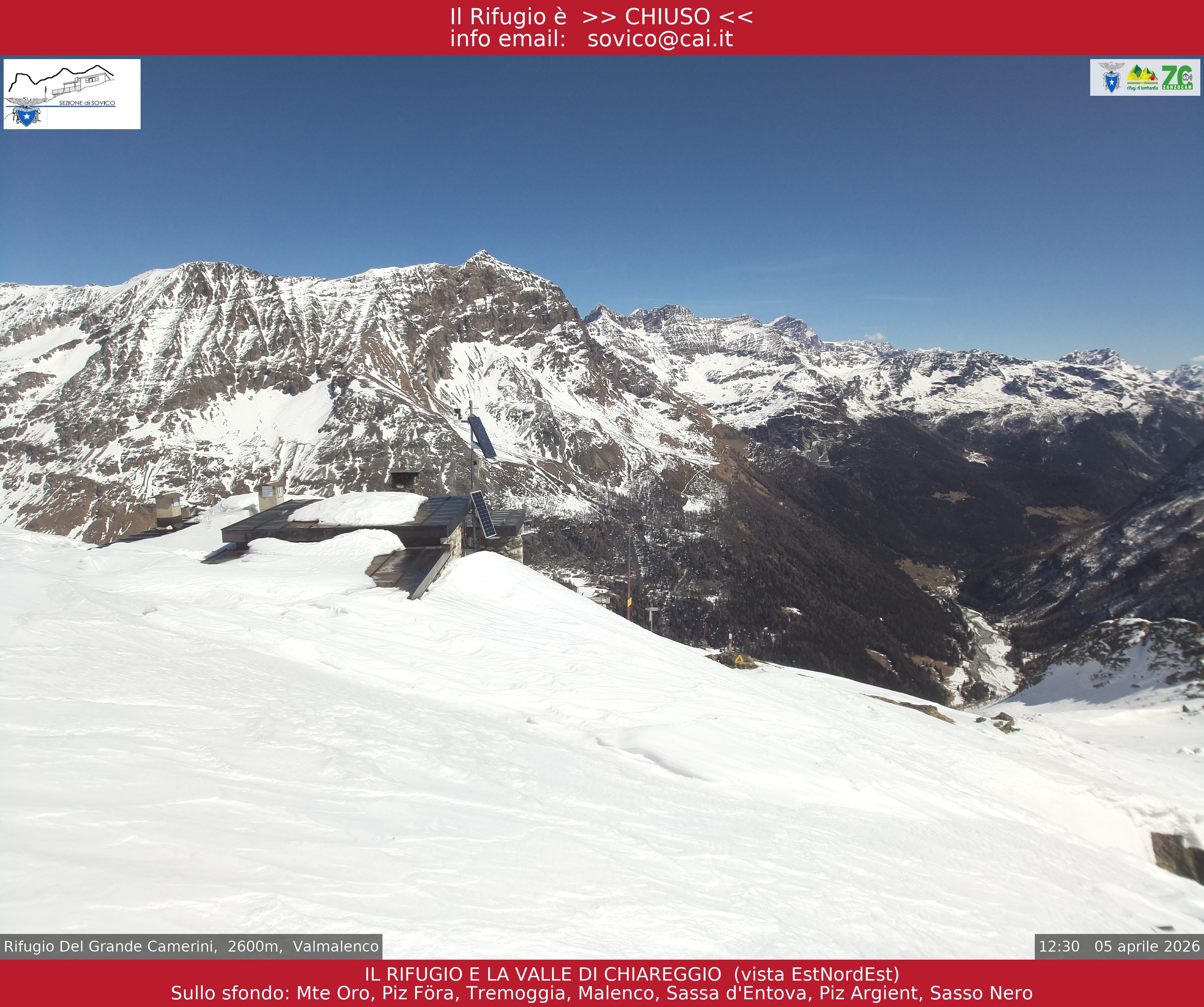 Archiv Foto Webcam Chiesa in Valmalenco - Rifugio del Grande Camerini