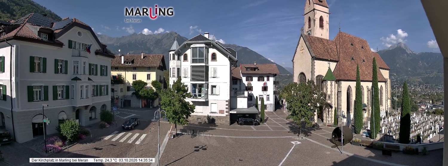 Archived image Webcam Marling - Piazza Chiesa