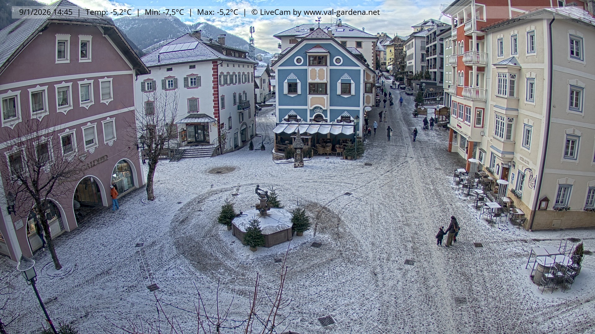 Archived image Webcam Village St. Ulrich, South Tyrol