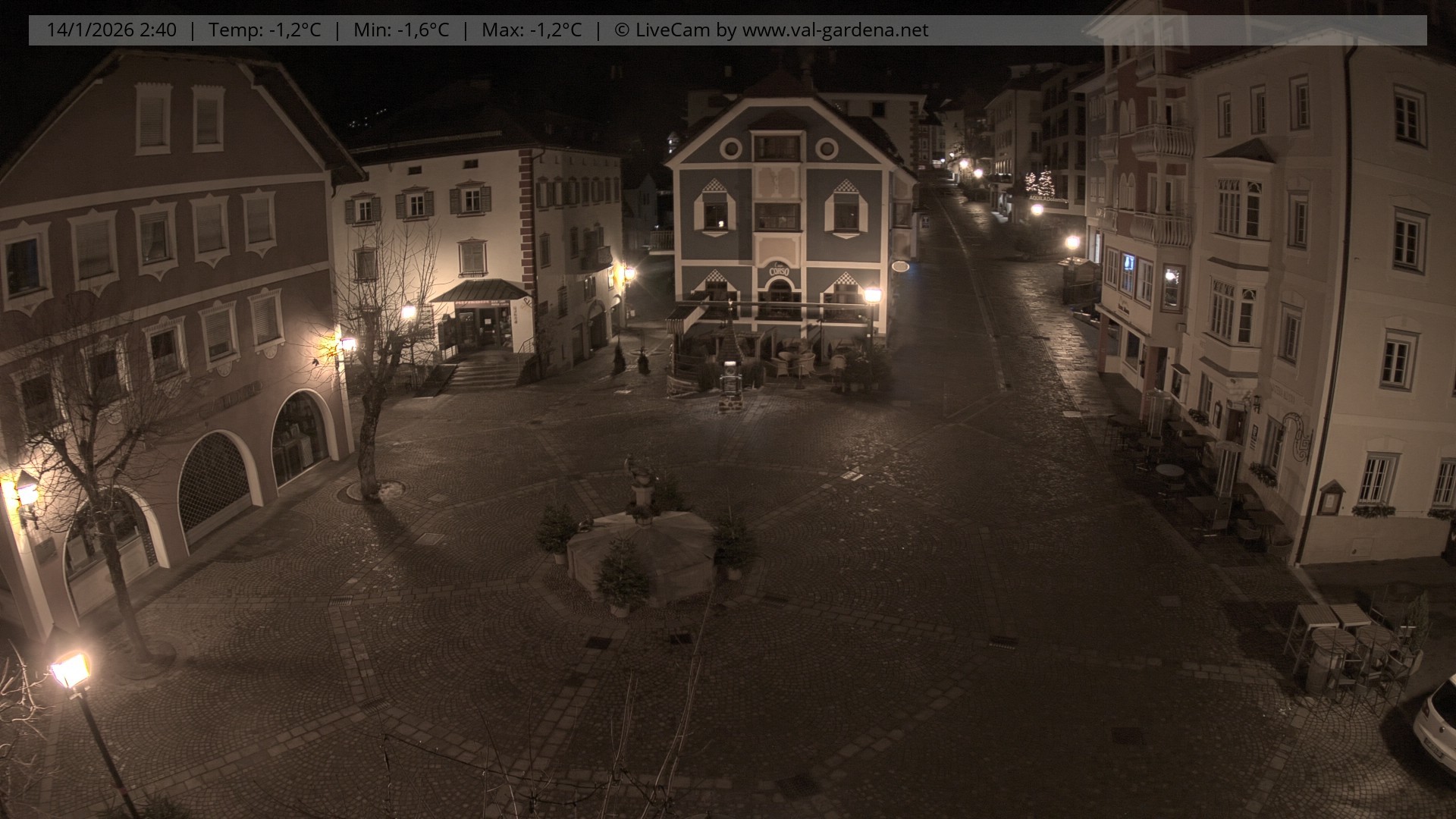 Archived image Webcam Village St. Ulrich, South Tyrol