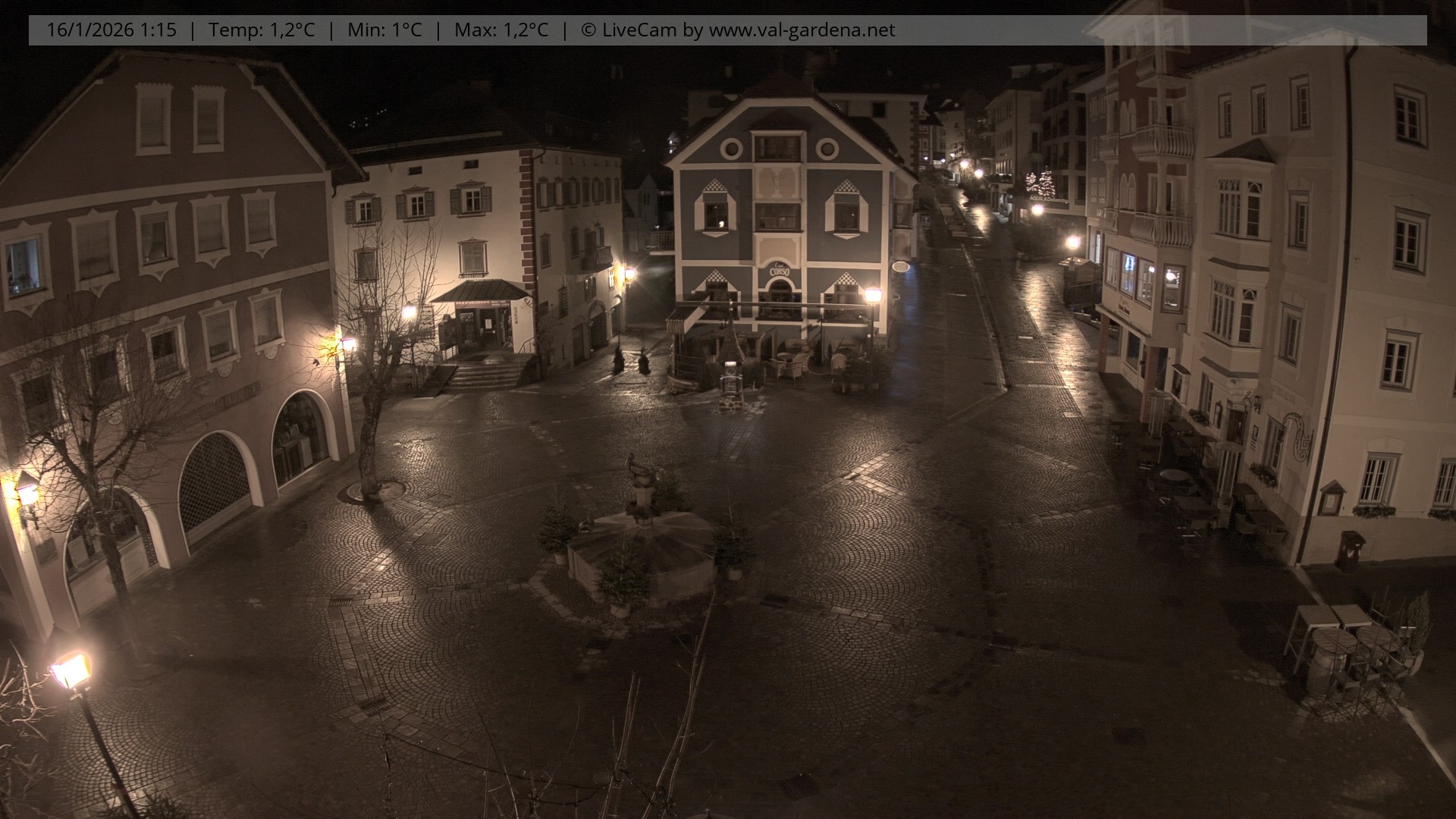 Archived image Webcam Village St. Ulrich, South Tyrol
