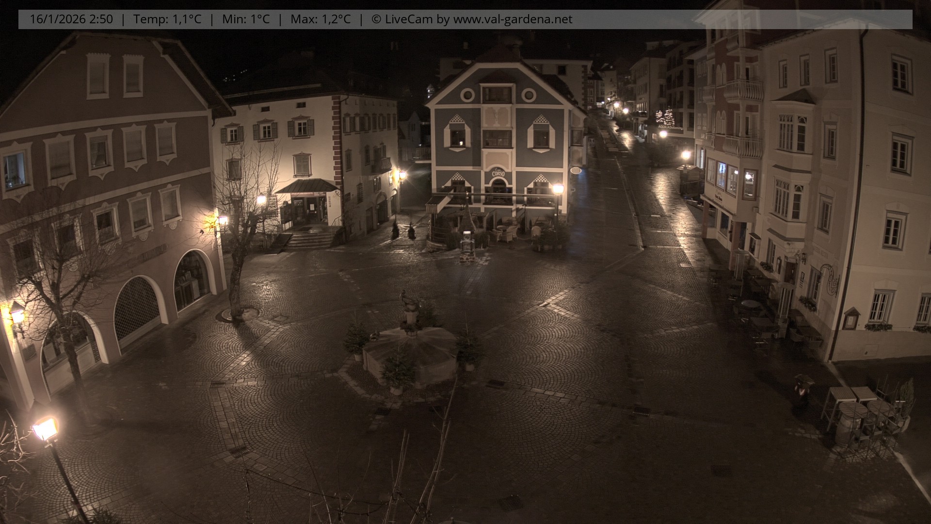 Archived image Webcam Village St. Ulrich, South Tyrol
