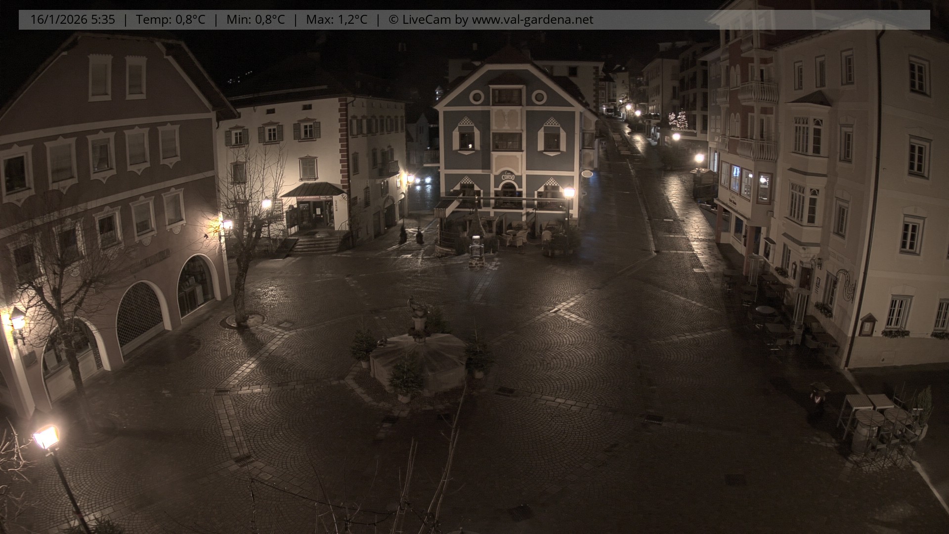 Archived image Webcam Village St. Ulrich, South Tyrol
