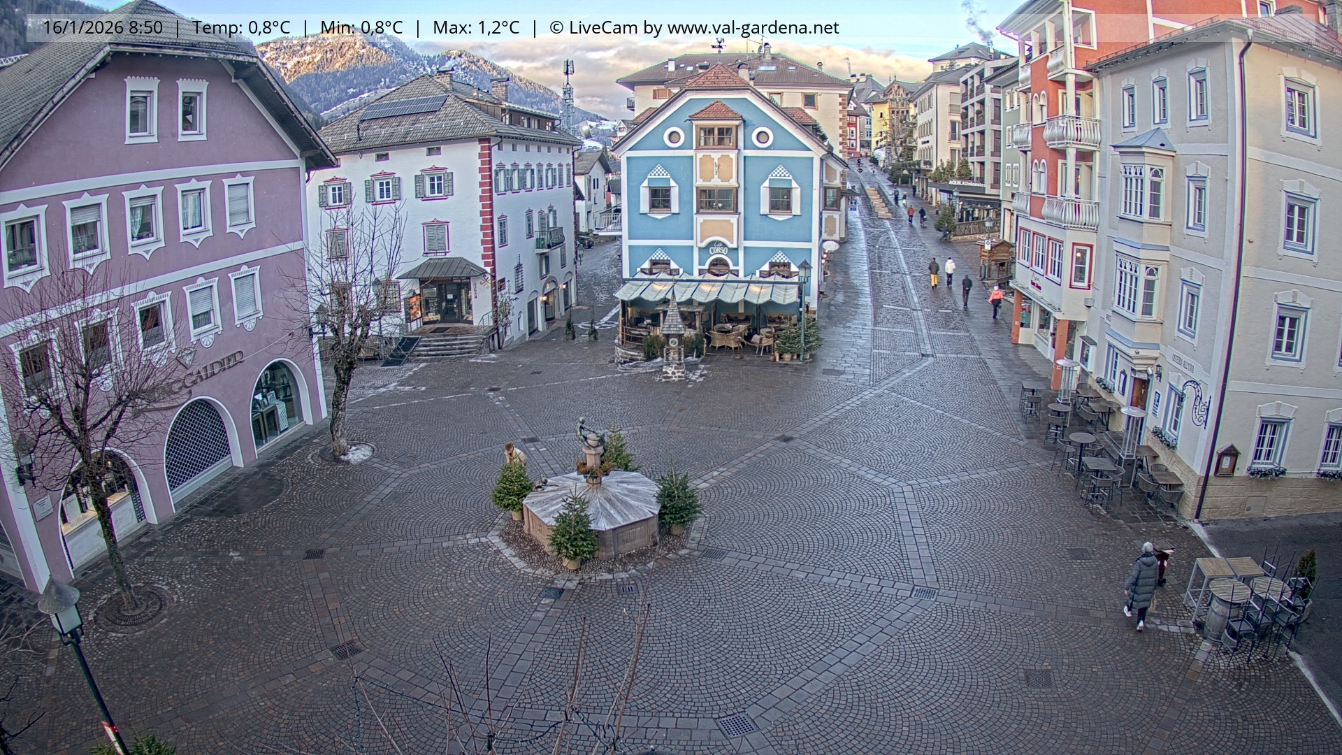 Archived image Webcam Village St. Ulrich, South Tyrol