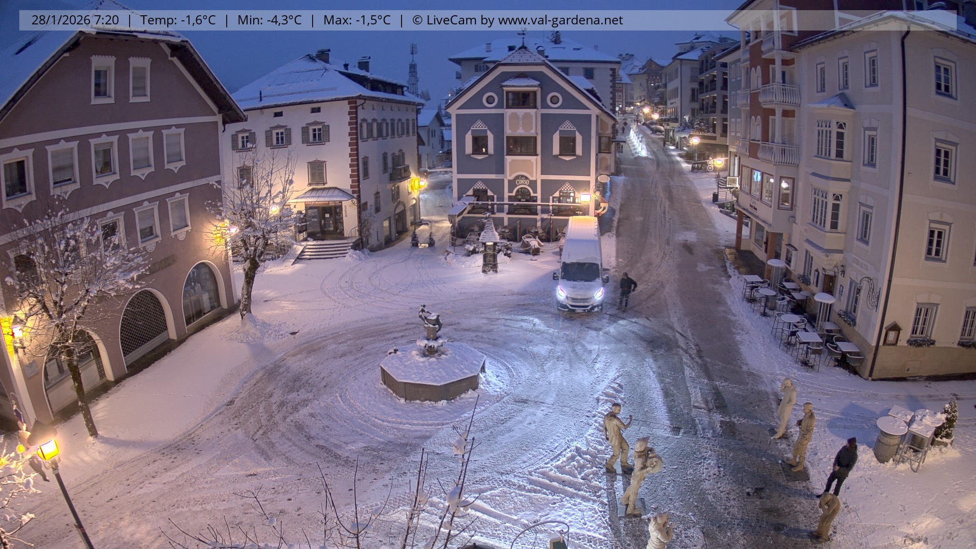 Archived image Webcam Village St. Ulrich, South Tyrol