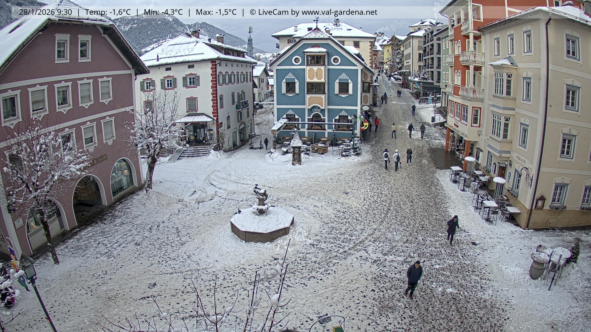 Archived image Webcam Village St. Ulrich, South Tyrol