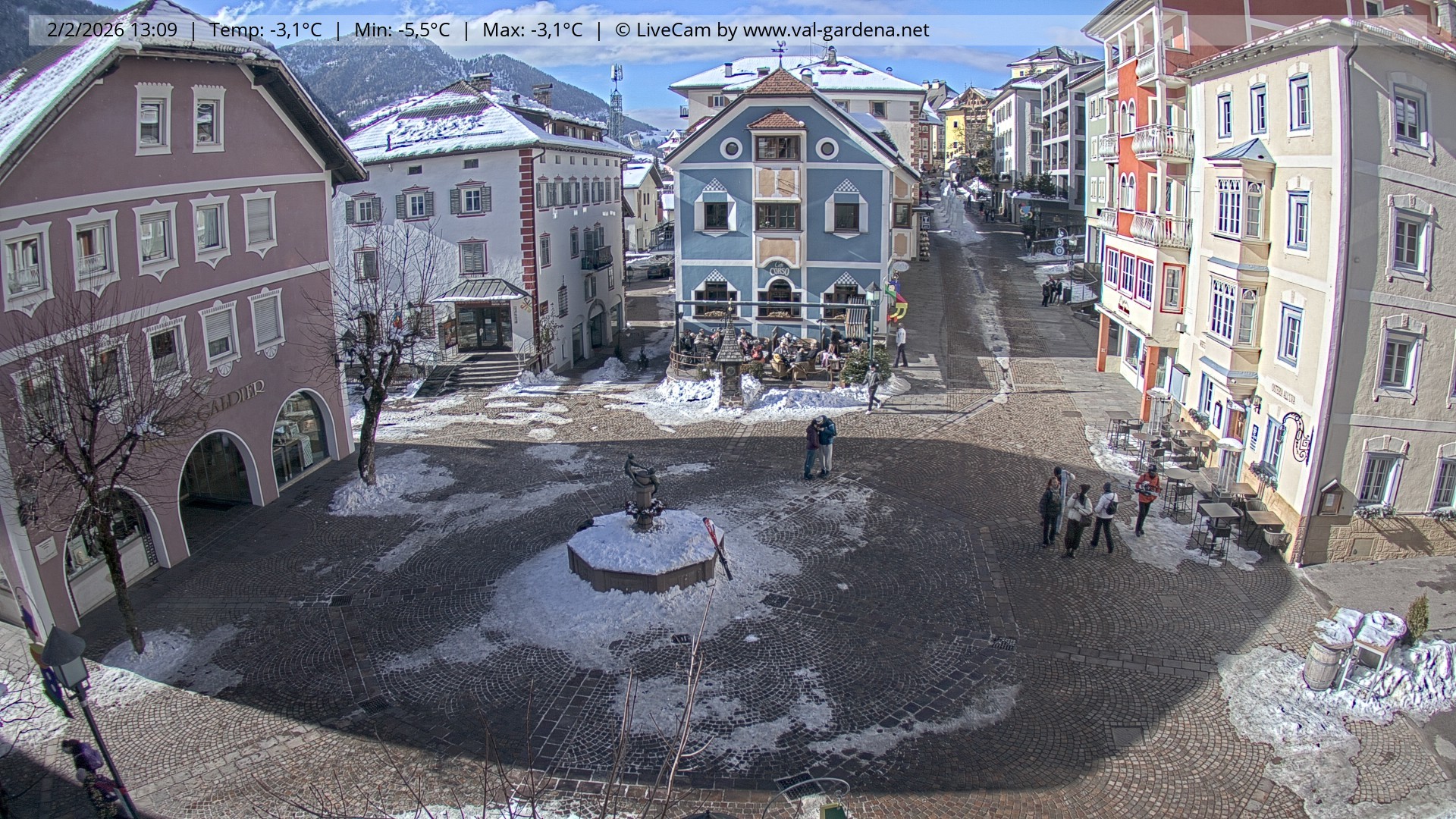 Archived image Webcam Village St. Ulrich, South Tyrol