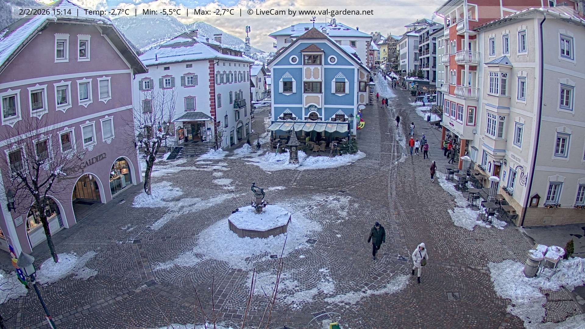 Archived image Webcam Village St. Ulrich, South Tyrol