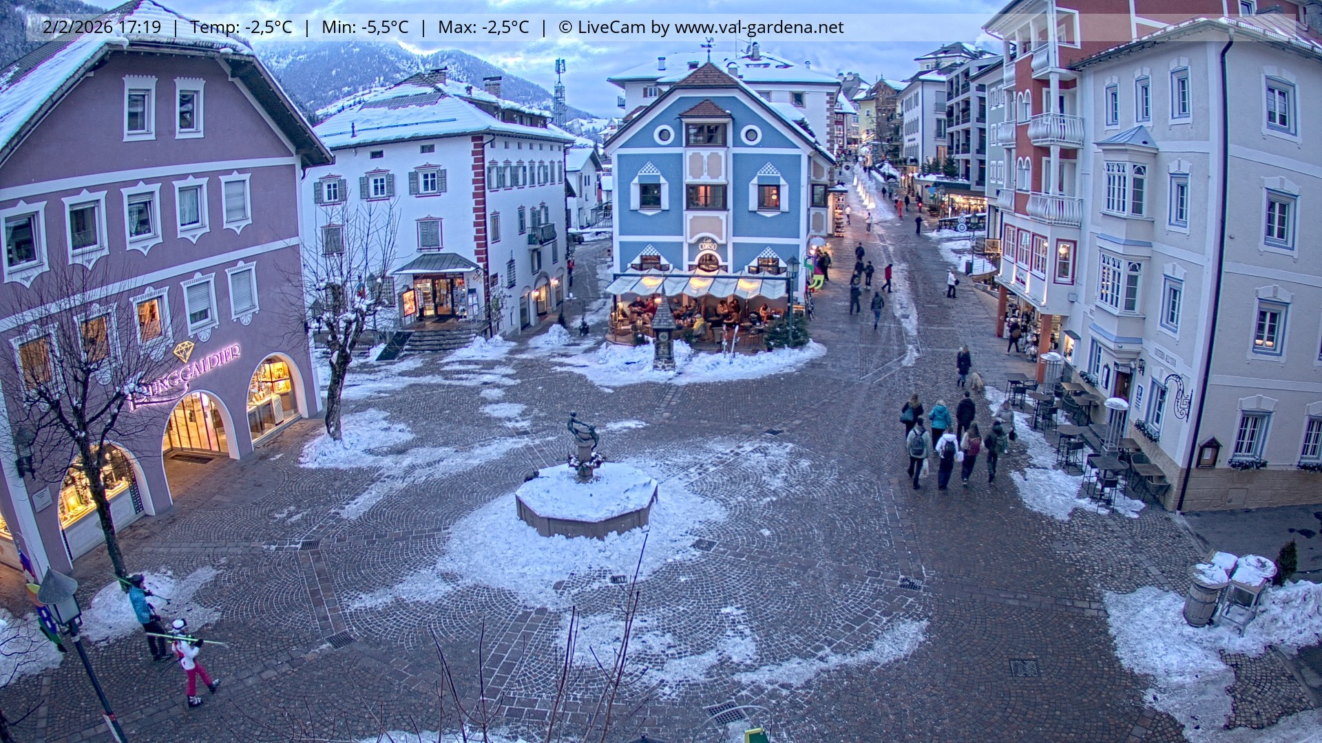 Archived image Webcam Village St. Ulrich, South Tyrol