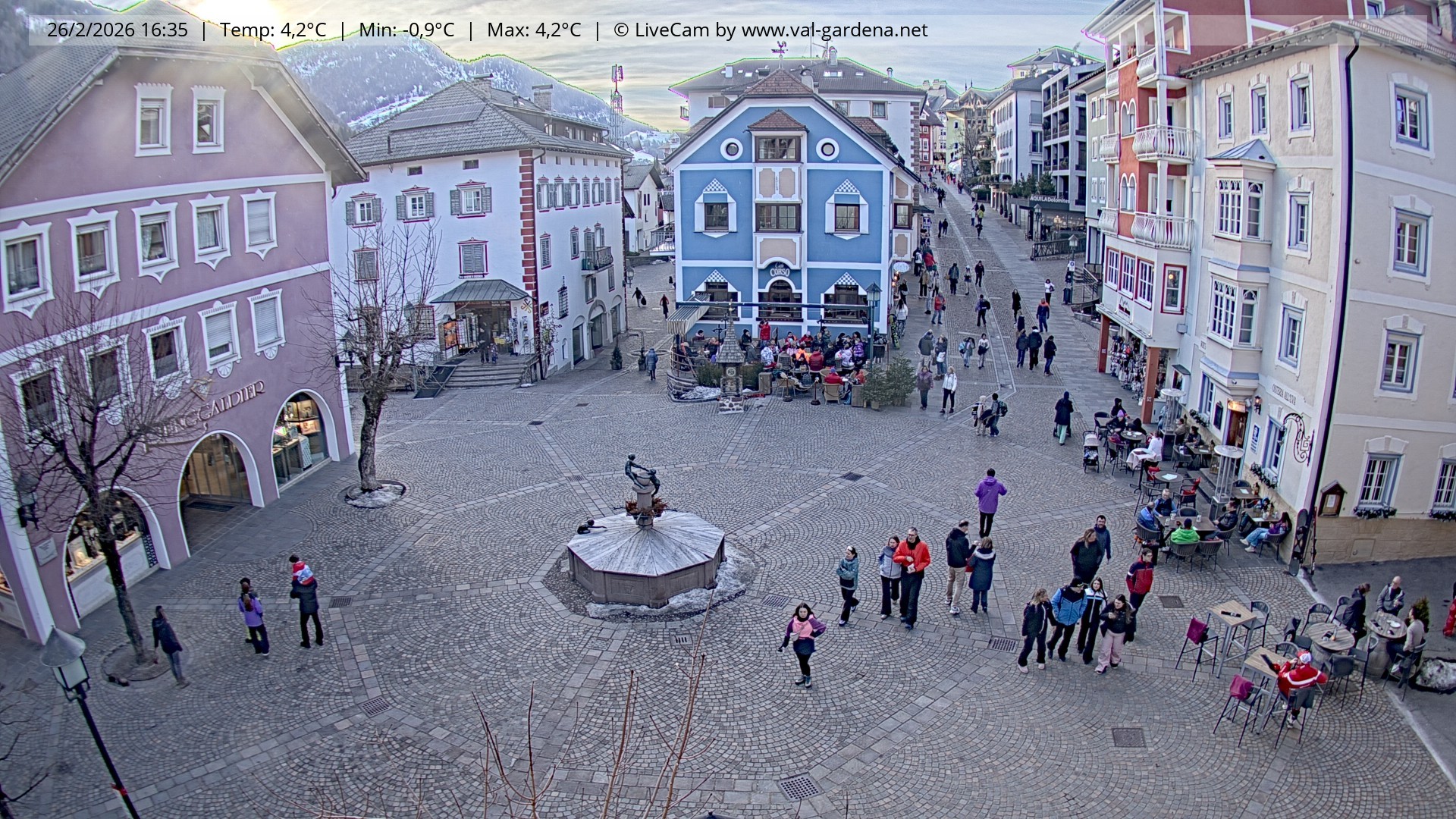 Archived image Webcam Village St. Ulrich, South Tyrol