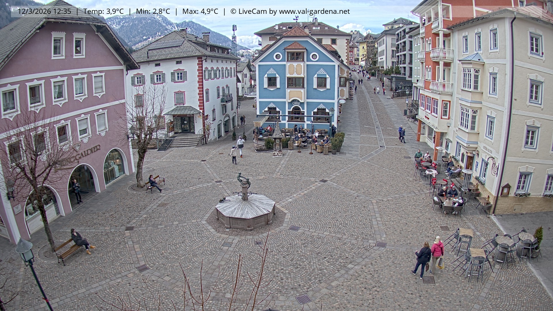 Archived image Webcam Village St. Ulrich, South Tyrol