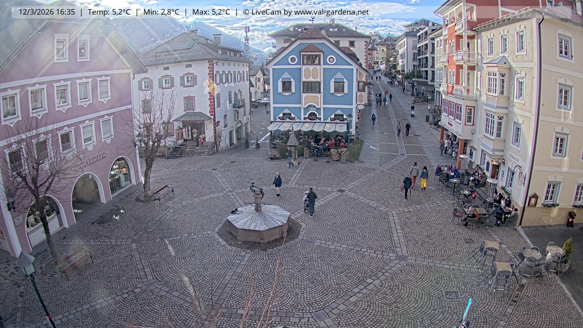 Archived image Webcam Village St. Ulrich, South Tyrol