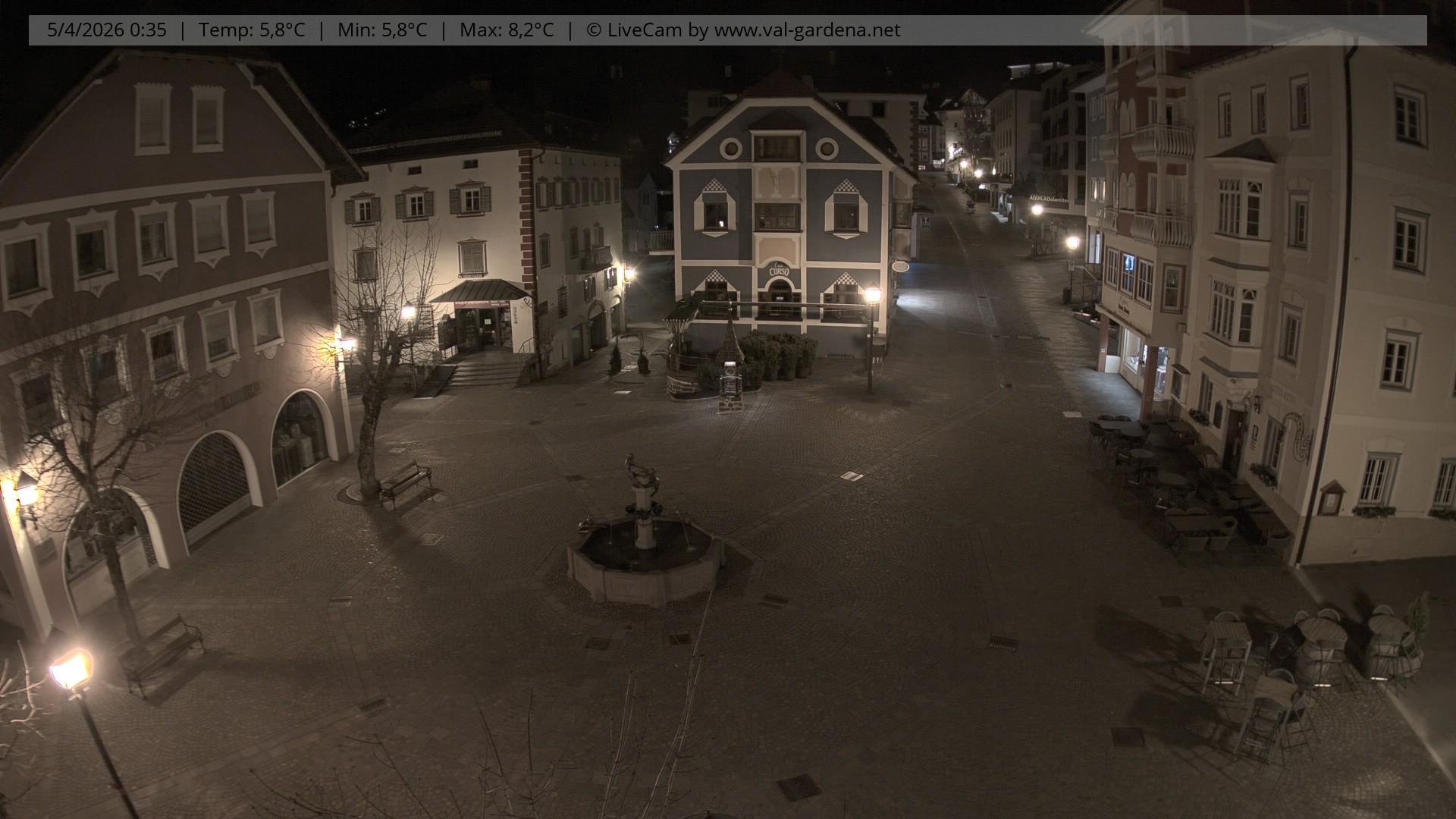 Archived image Webcam Village St. Ulrich, South Tyrol