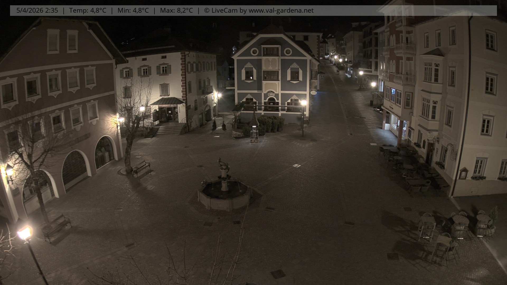 Archived image Webcam Village St. Ulrich, South Tyrol