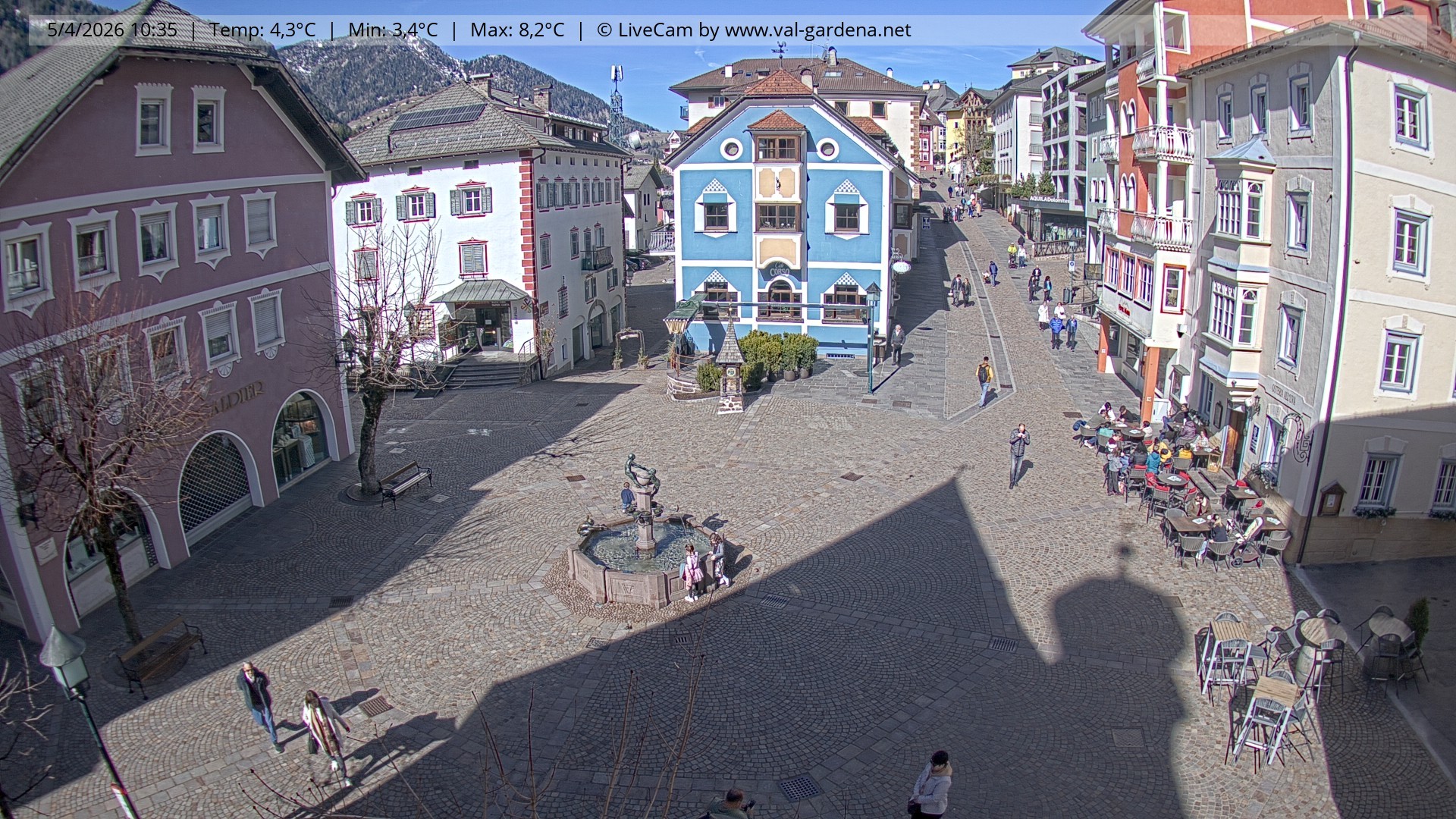 Archived image Webcam Village St. Ulrich, South Tyrol
