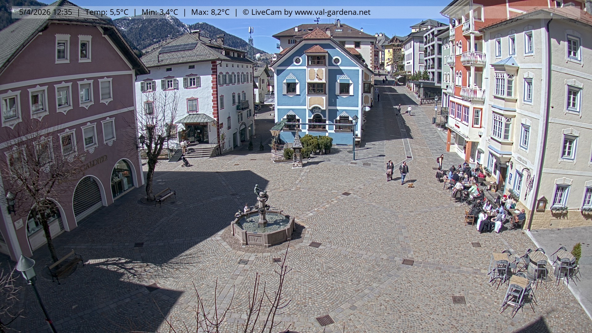 Archived image Webcam Village St. Ulrich, South Tyrol