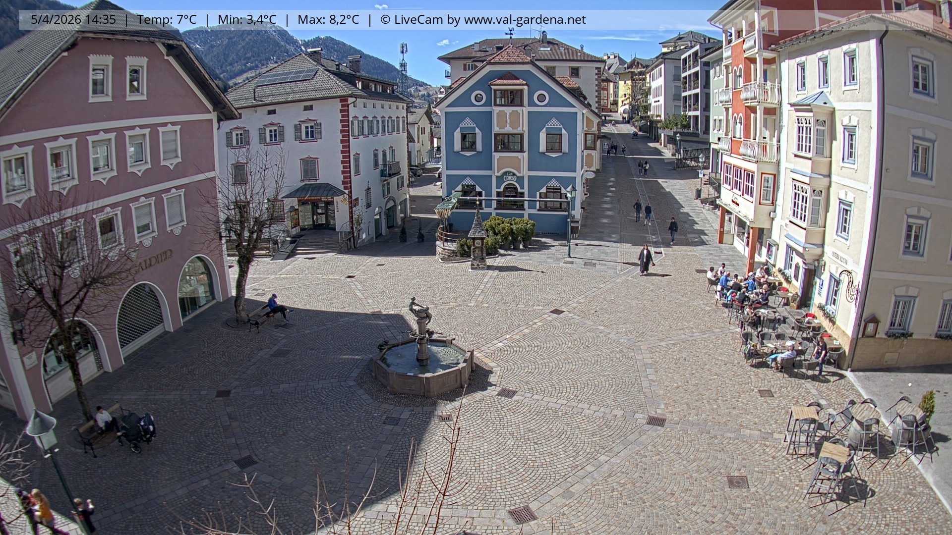 Archived image Webcam Village St. Ulrich, South Tyrol