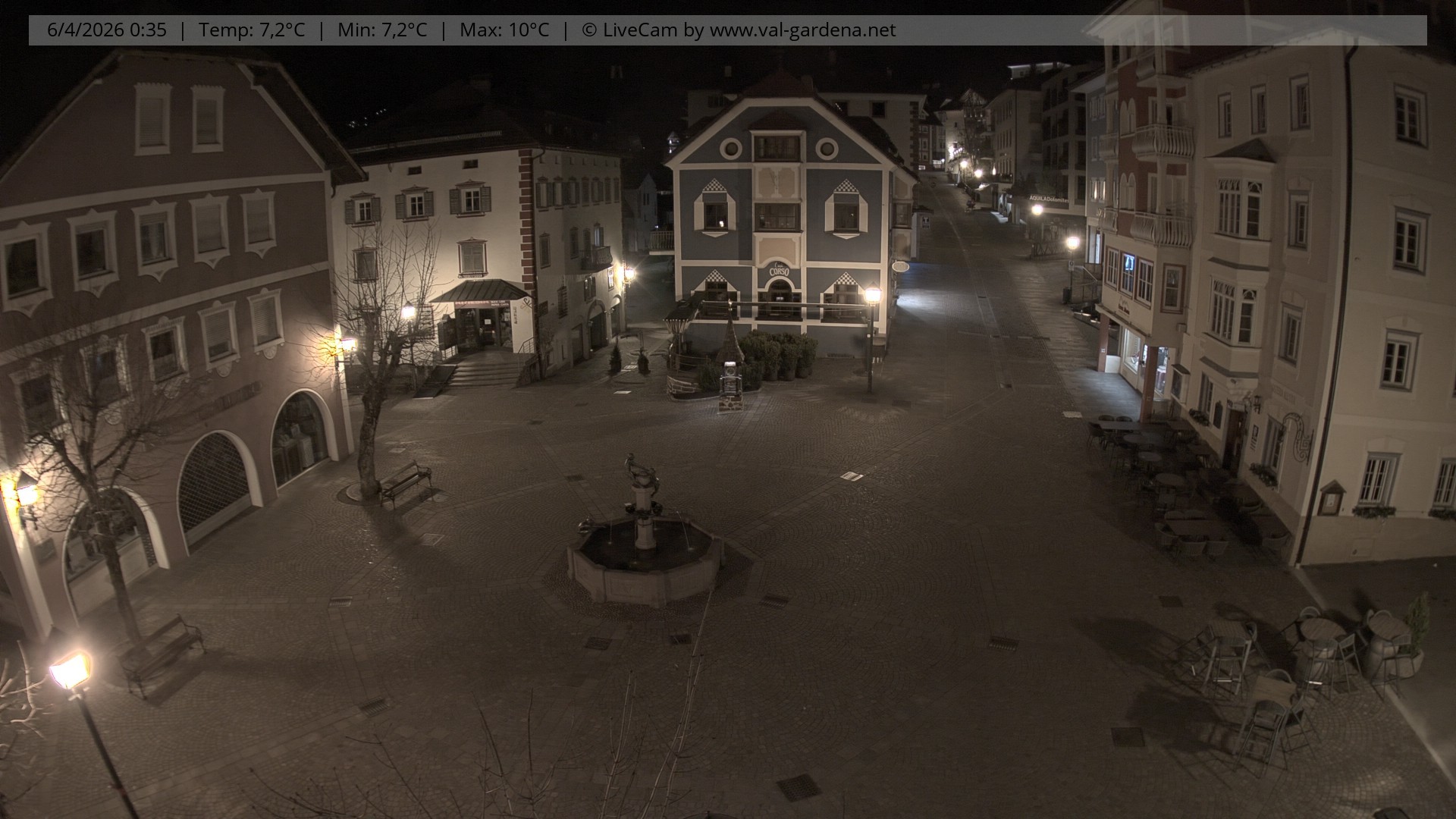Archived image Webcam Village St. Ulrich, South Tyrol