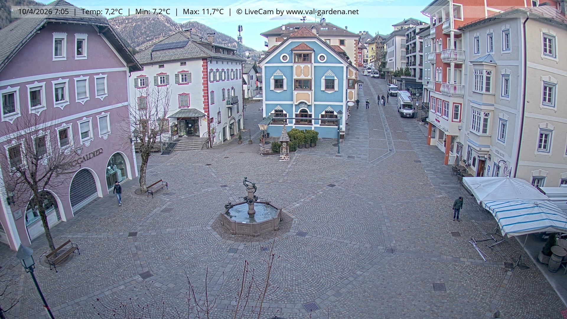 Archived image Webcam Village St. Ulrich, South Tyrol