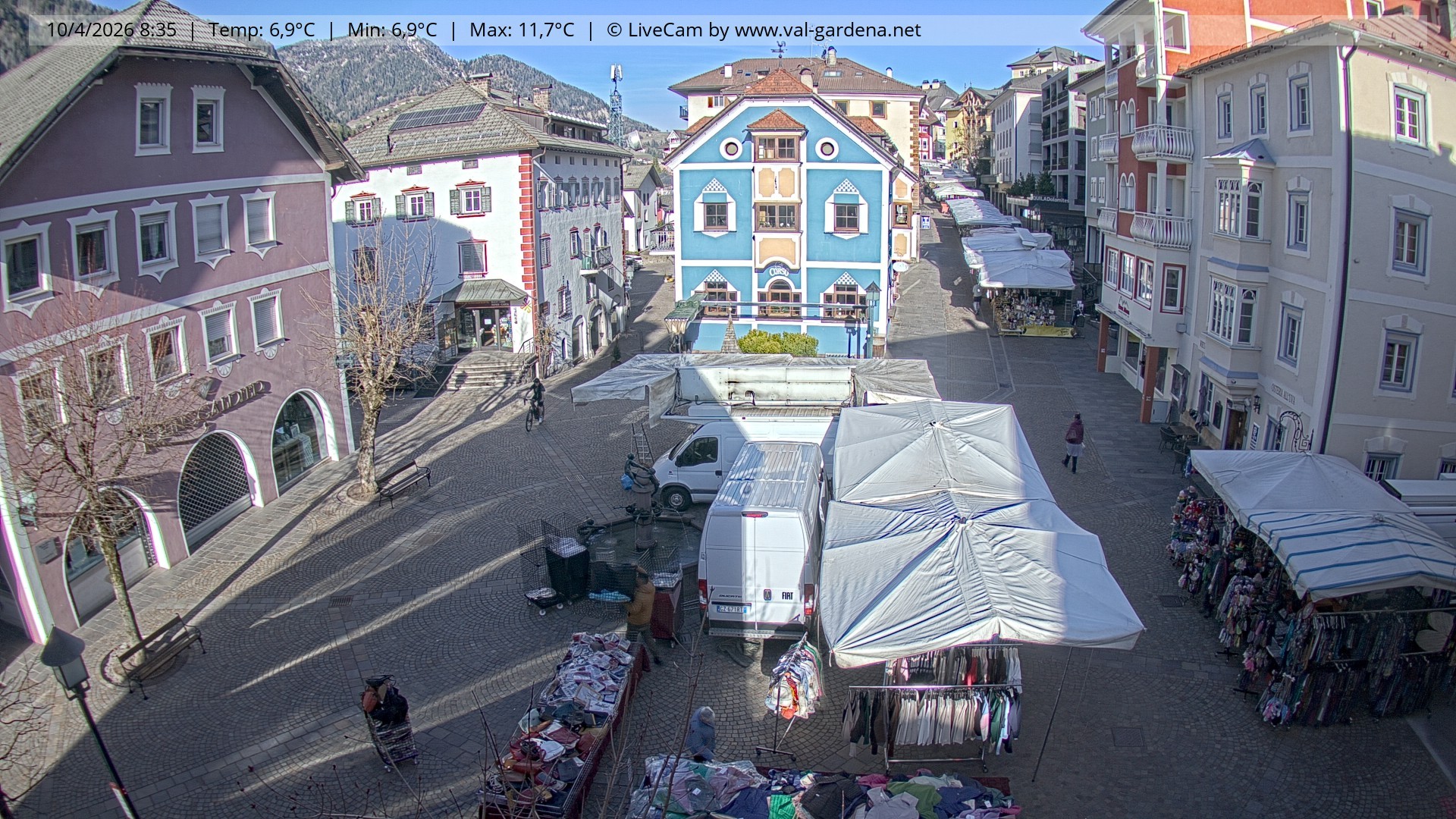 Archived image Webcam Village St. Ulrich, South Tyrol