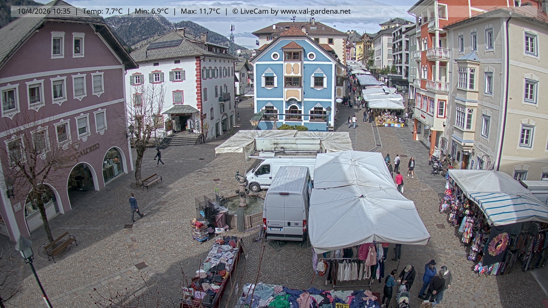 Archived image Webcam Village St. Ulrich, South Tyrol