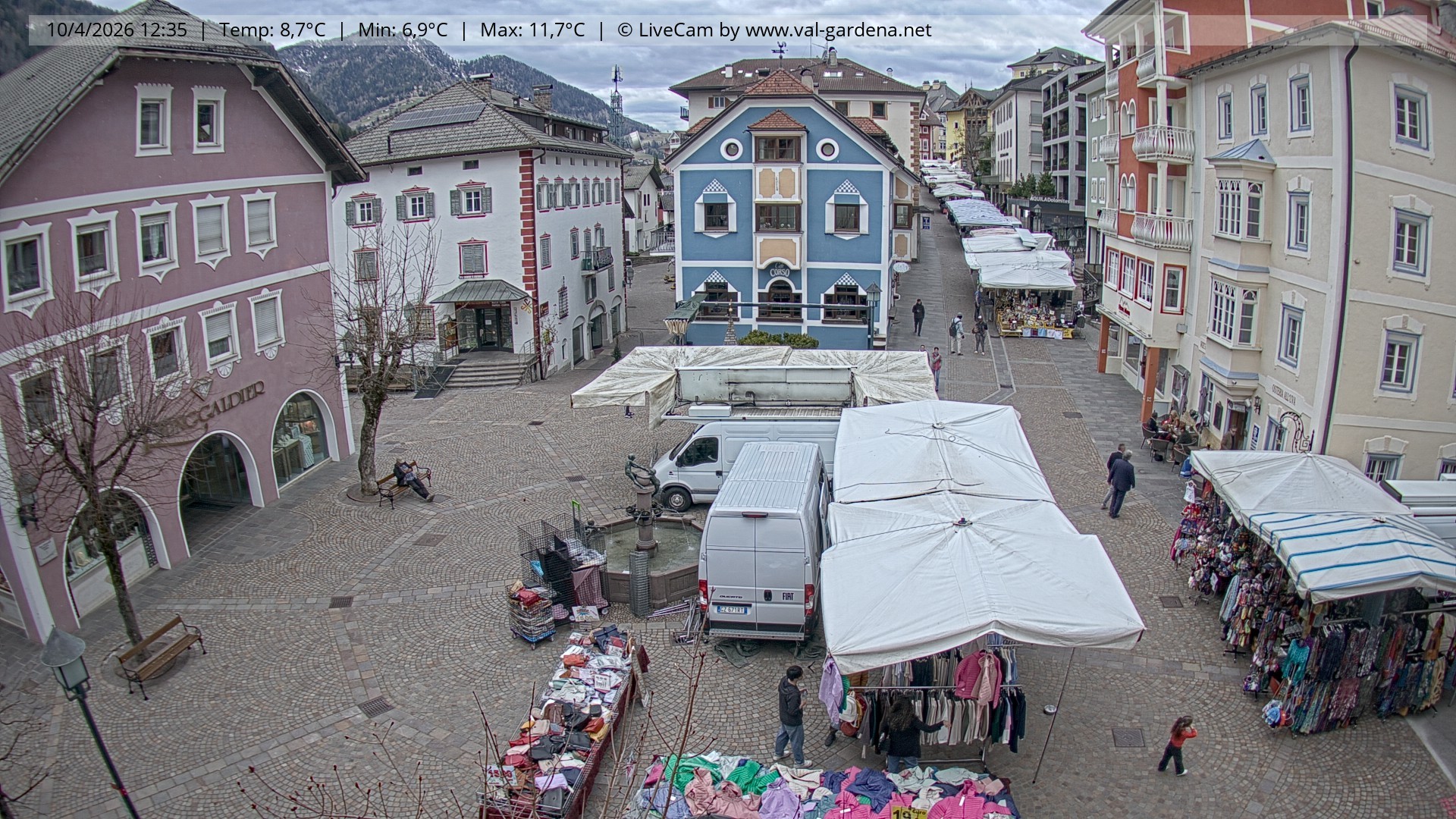 Archived image Webcam Village St. Ulrich, South Tyrol