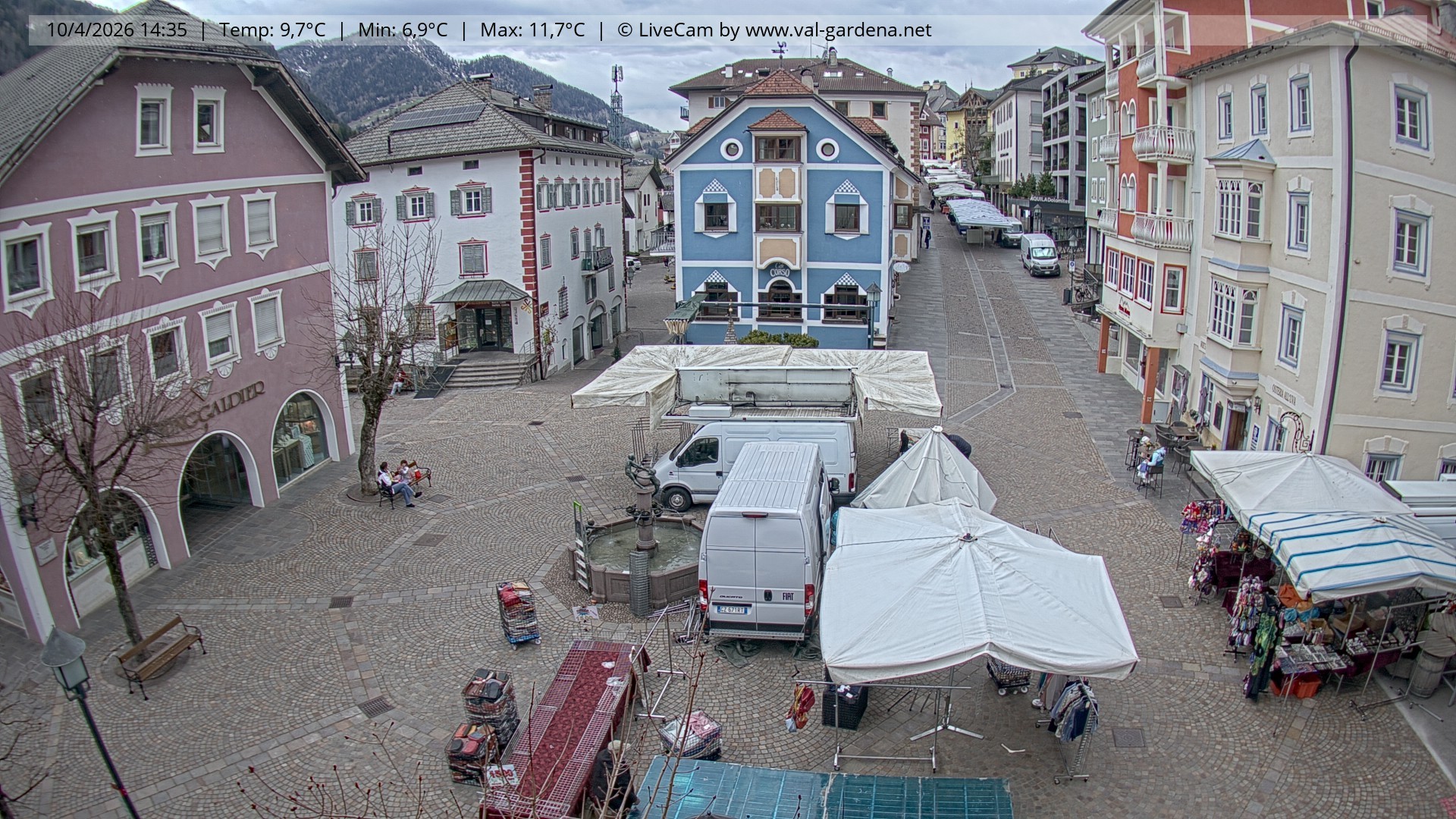 Archived image Webcam Village St. Ulrich, South Tyrol