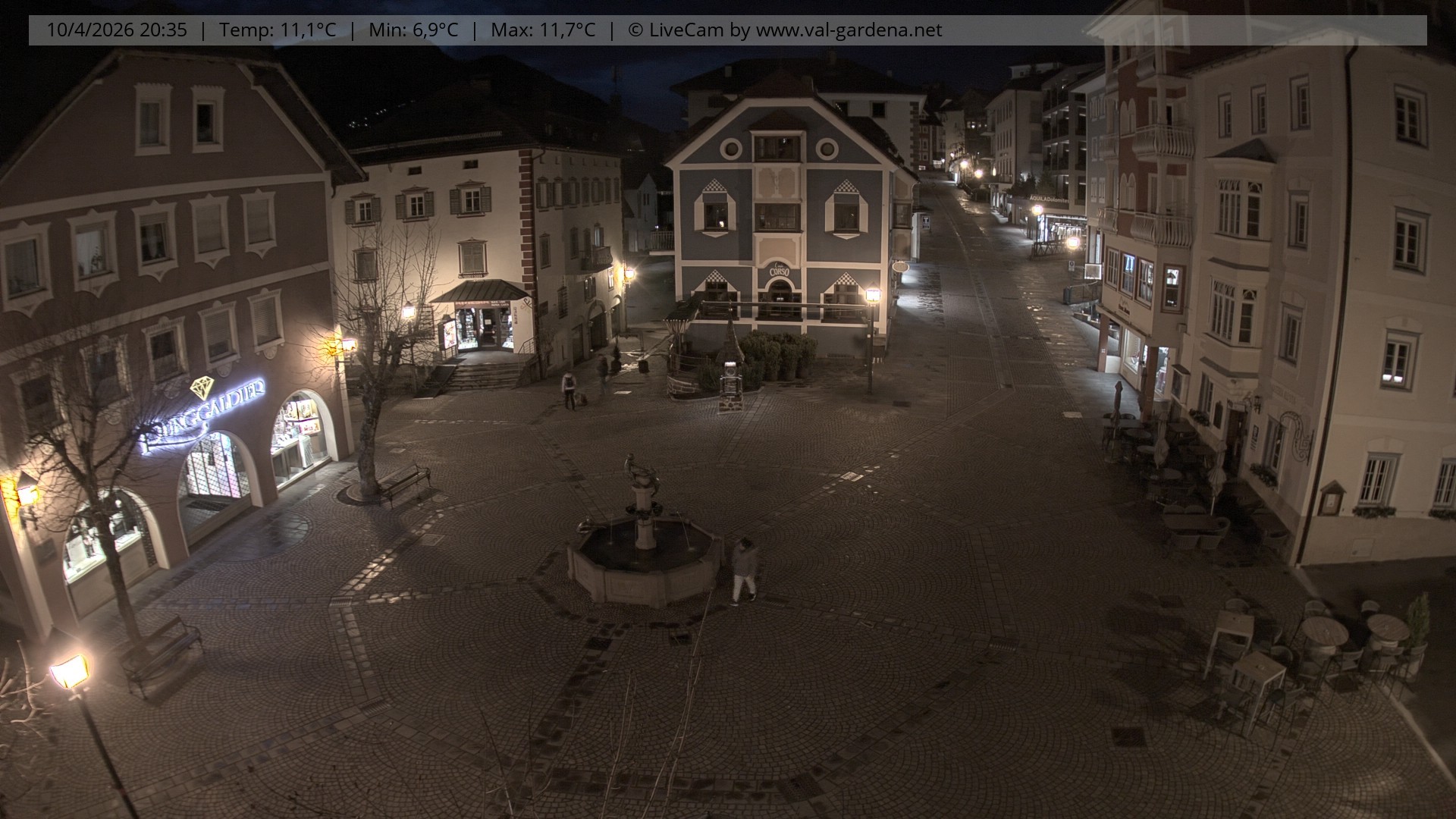 Archived image Webcam Village St. Ulrich, South Tyrol