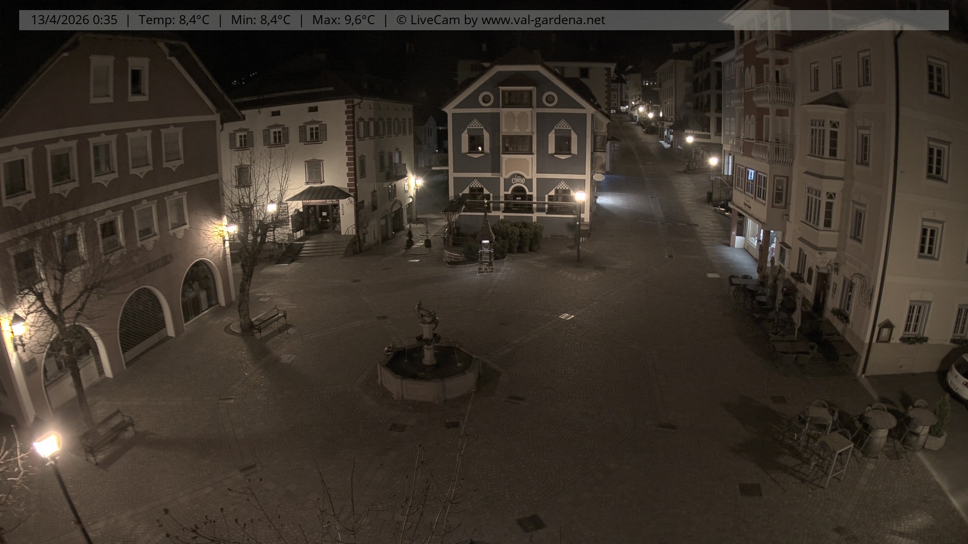 Archived image Webcam Village St. Ulrich, South Tyrol