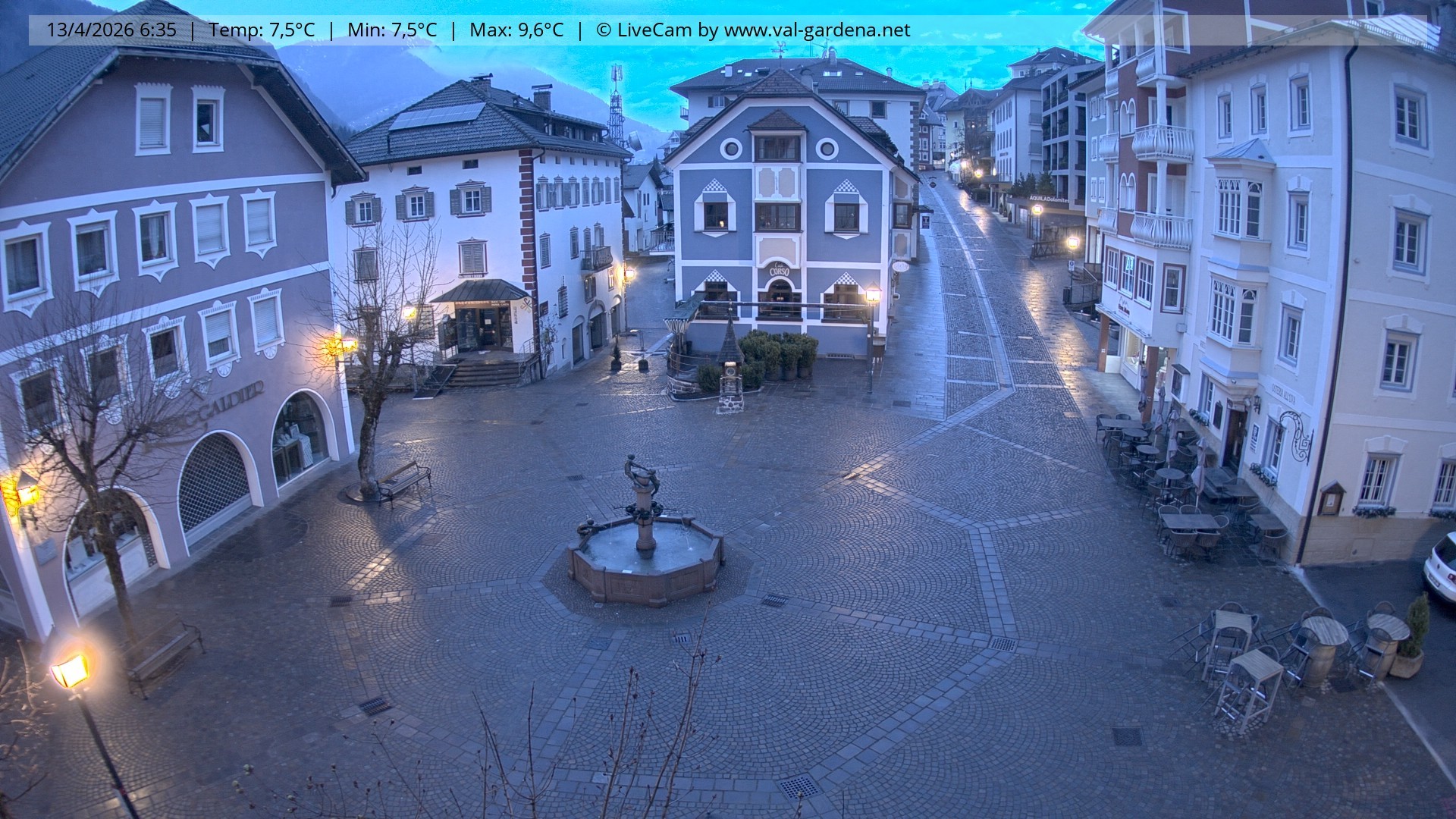 Archived image Webcam Village St. Ulrich, South Tyrol