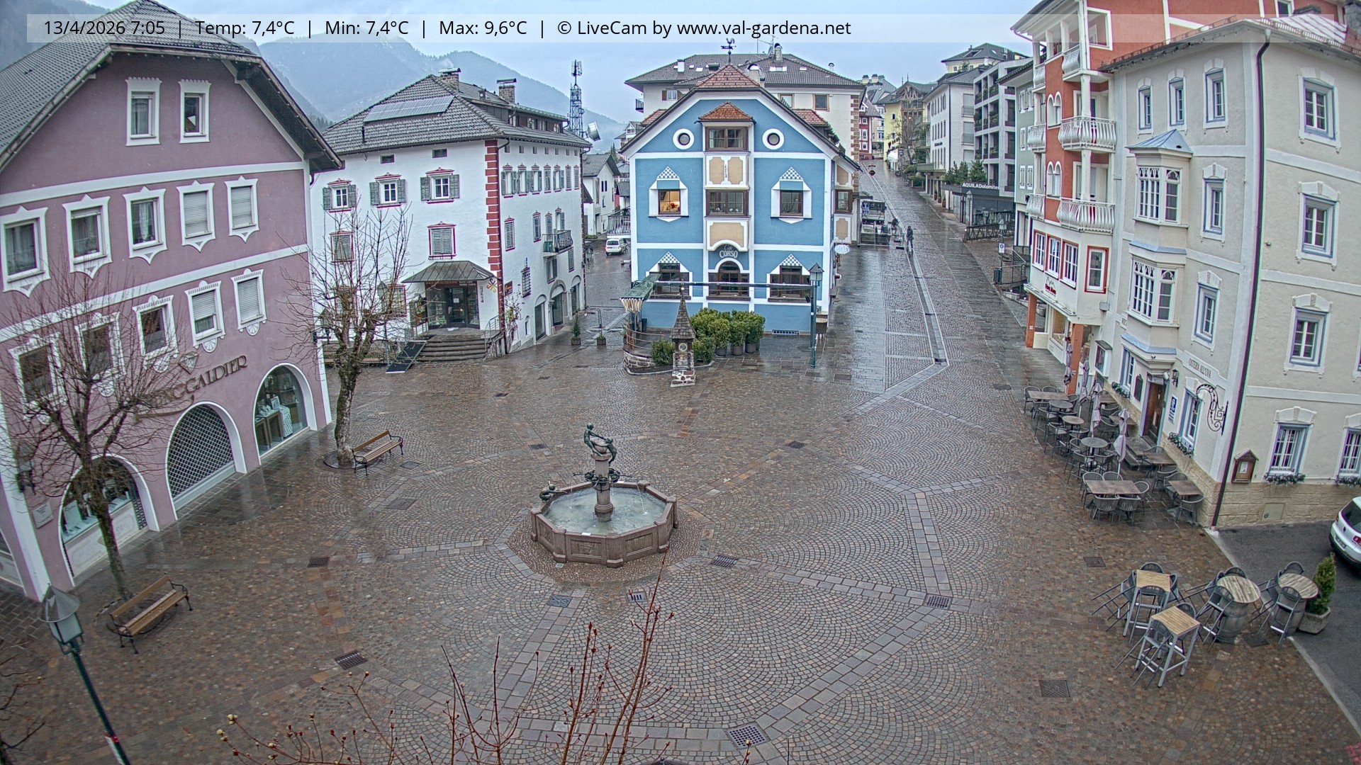 Archived image Webcam Village St. Ulrich, South Tyrol