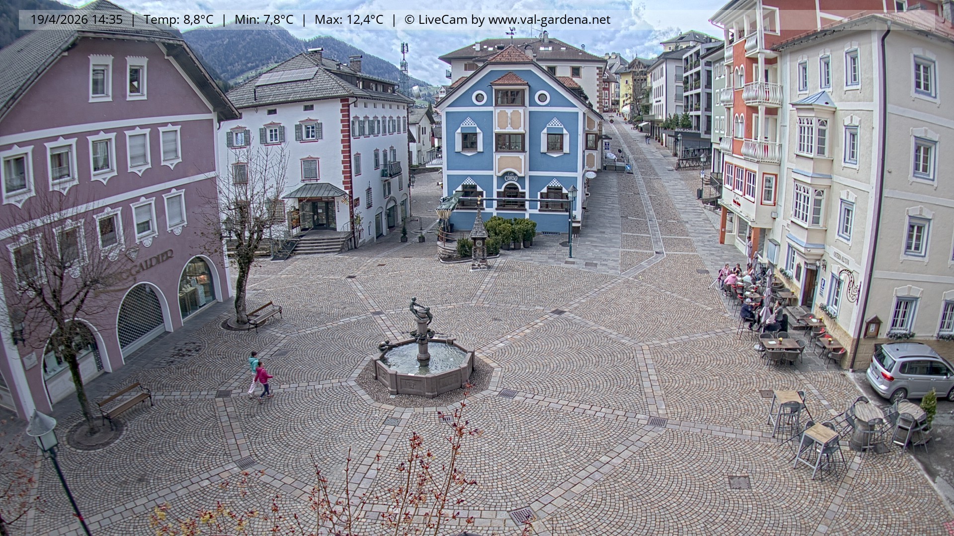 Archived image Webcam Village St. Ulrich, South Tyrol