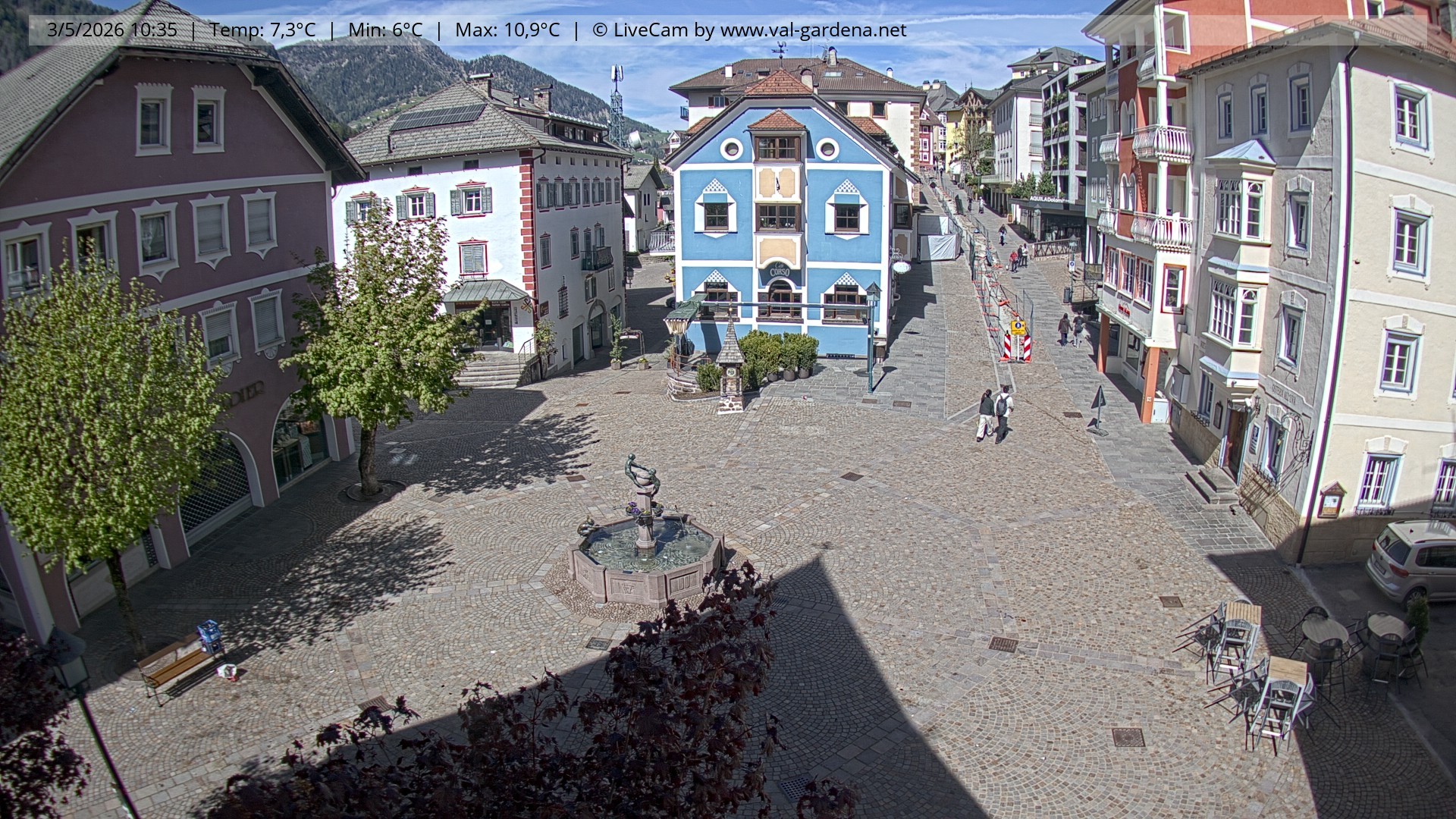 Archived image Webcam Village St. Ulrich, South Tyrol