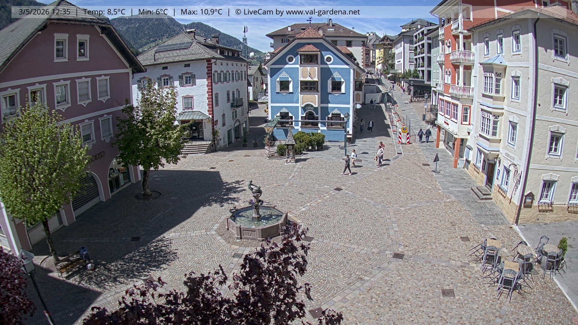 Archived image Webcam Village St. Ulrich, South Tyrol